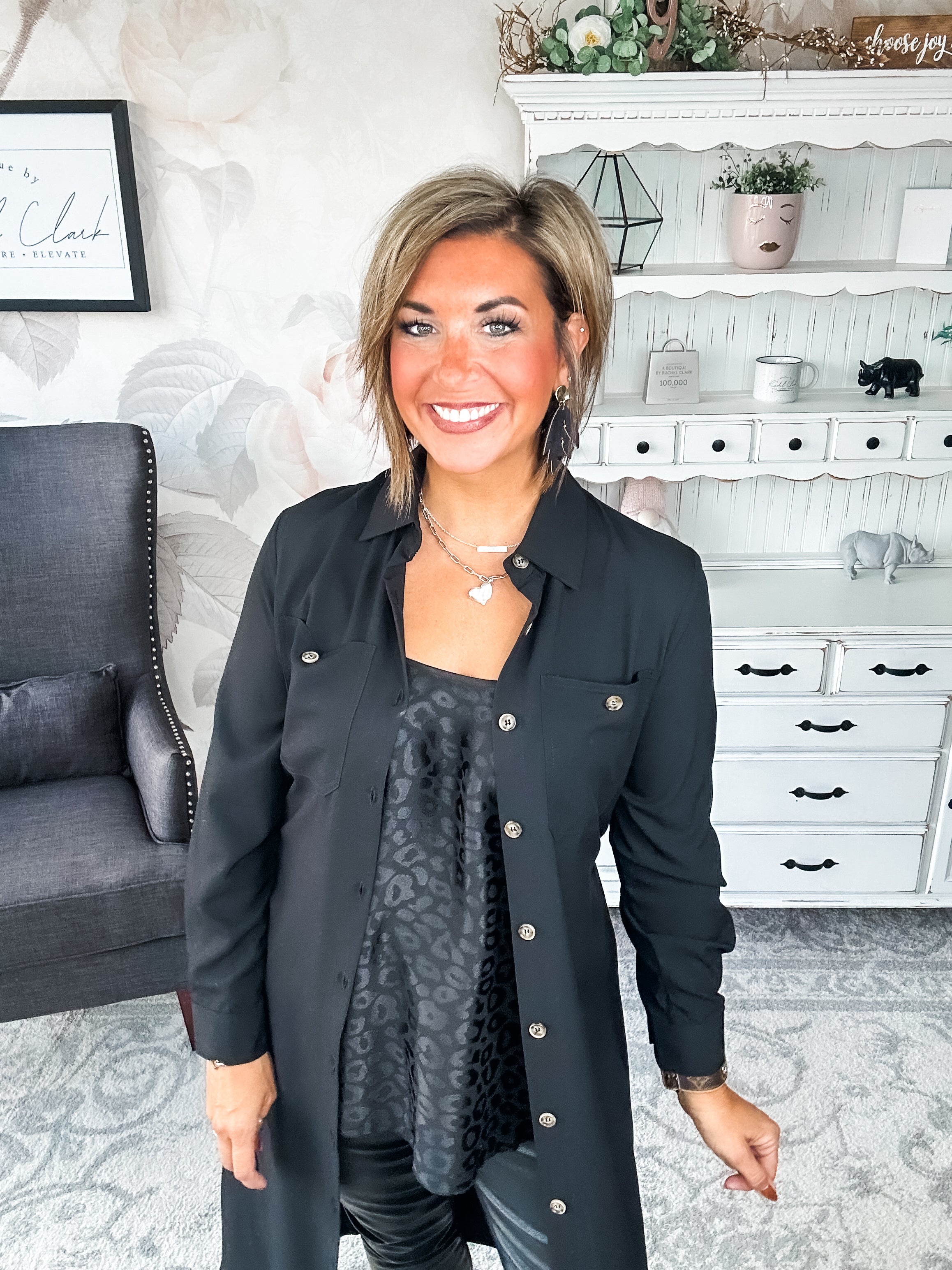 From the Top Button Down Dress - Black