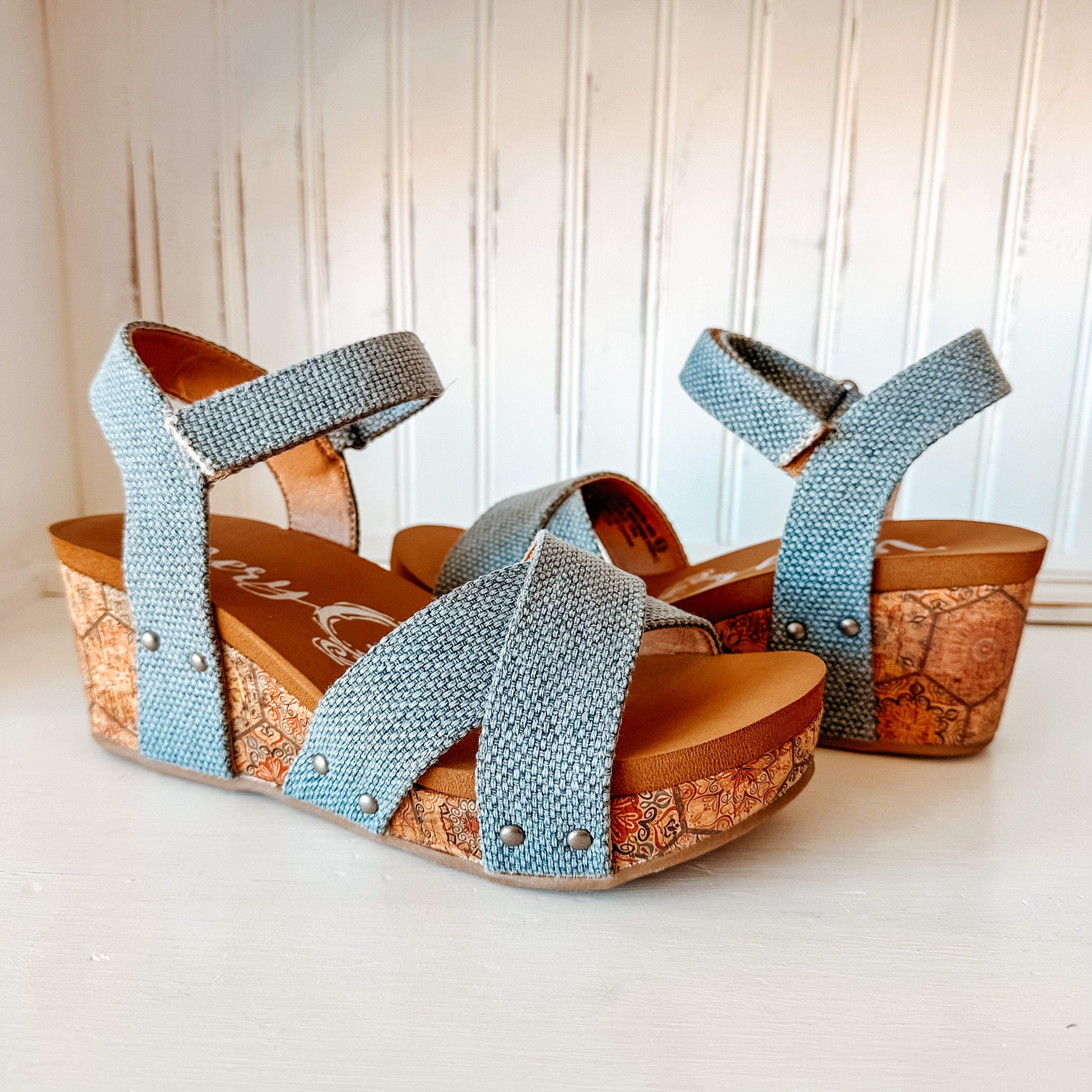 Shirley Wedge Sandal - Blue