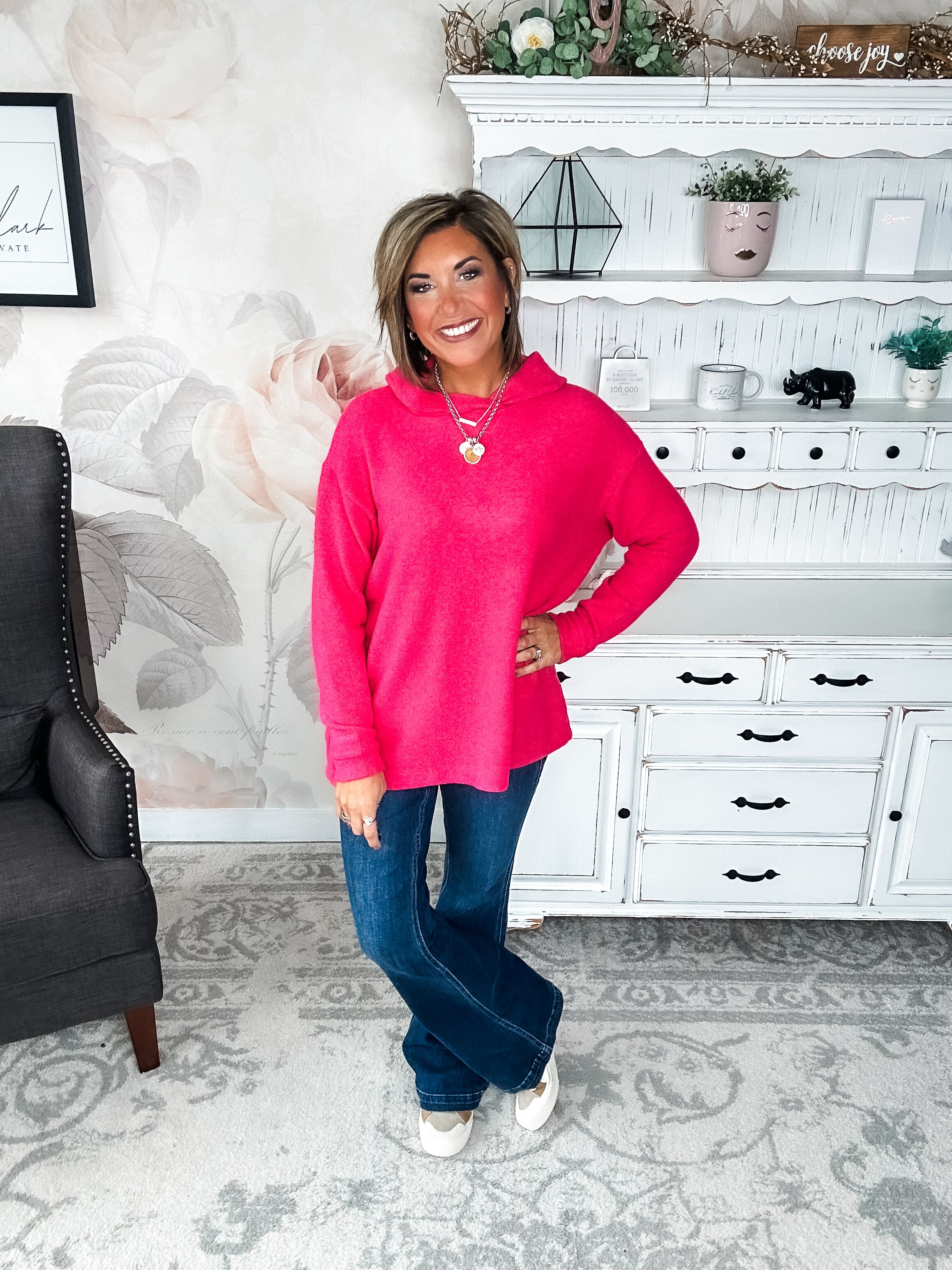 Shop Til Sunrise Sweater- Hot Pink