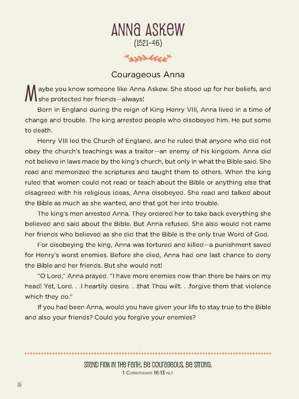 Anna Askew Courageous Anna