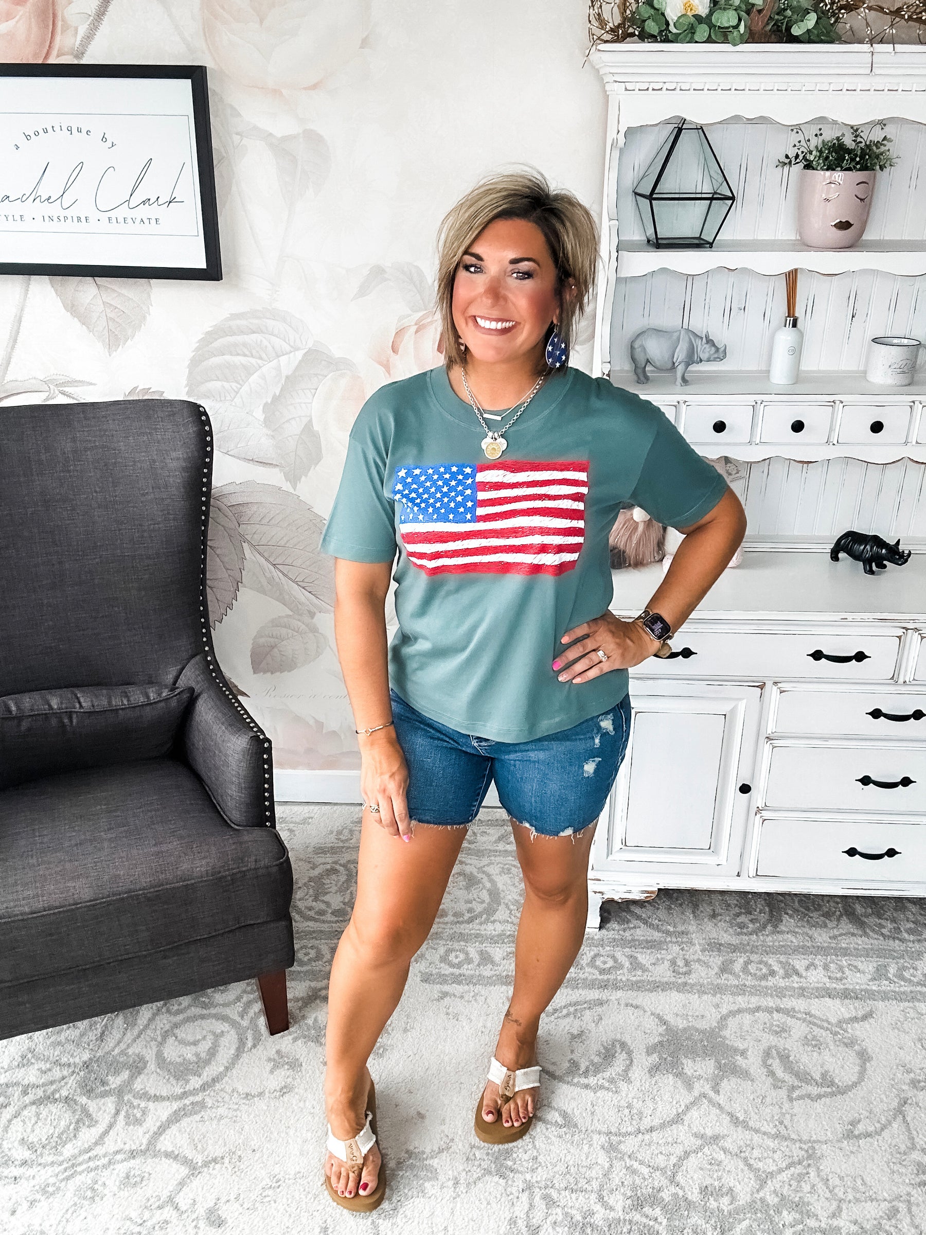 Sketch the Flag Graphic Boyfriend Tee