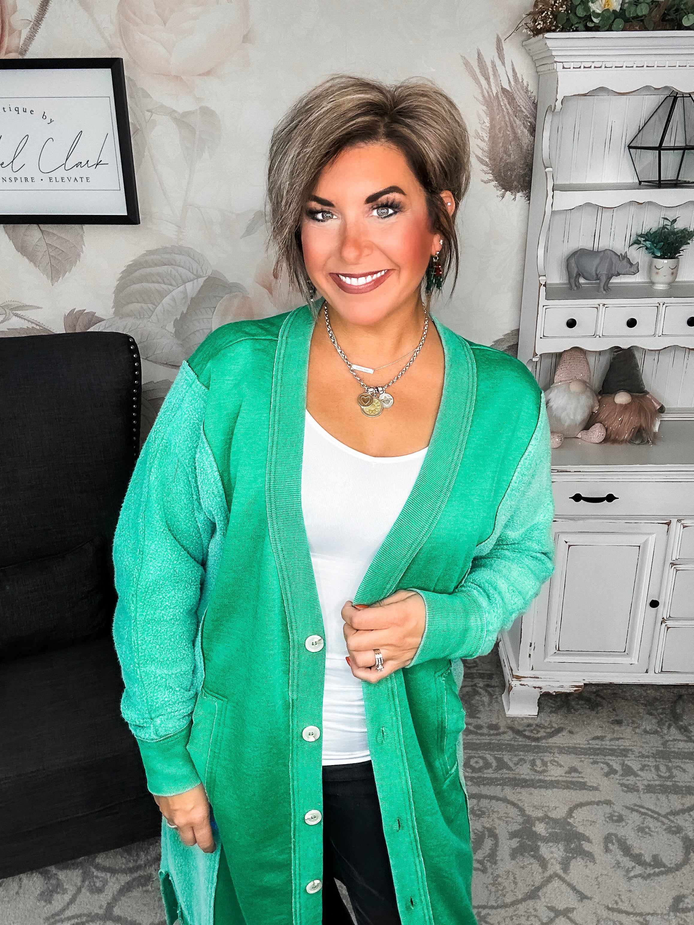 New Desire Sweatshirt Cardigan - Green