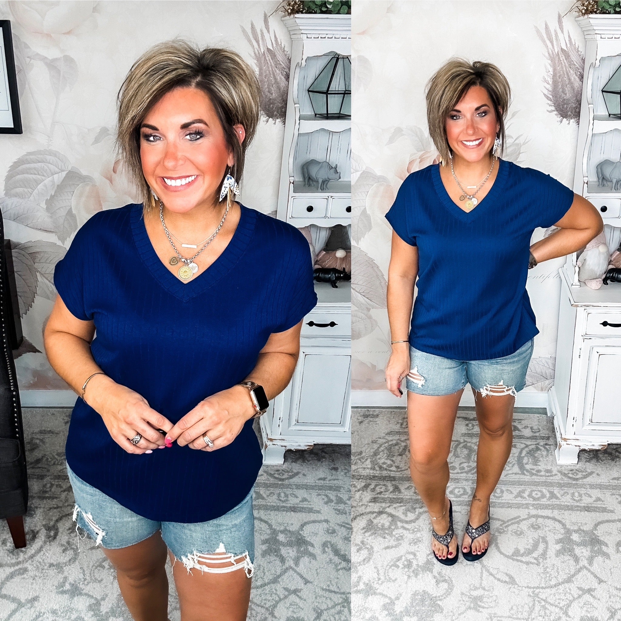 No Stories Here Top - Navy