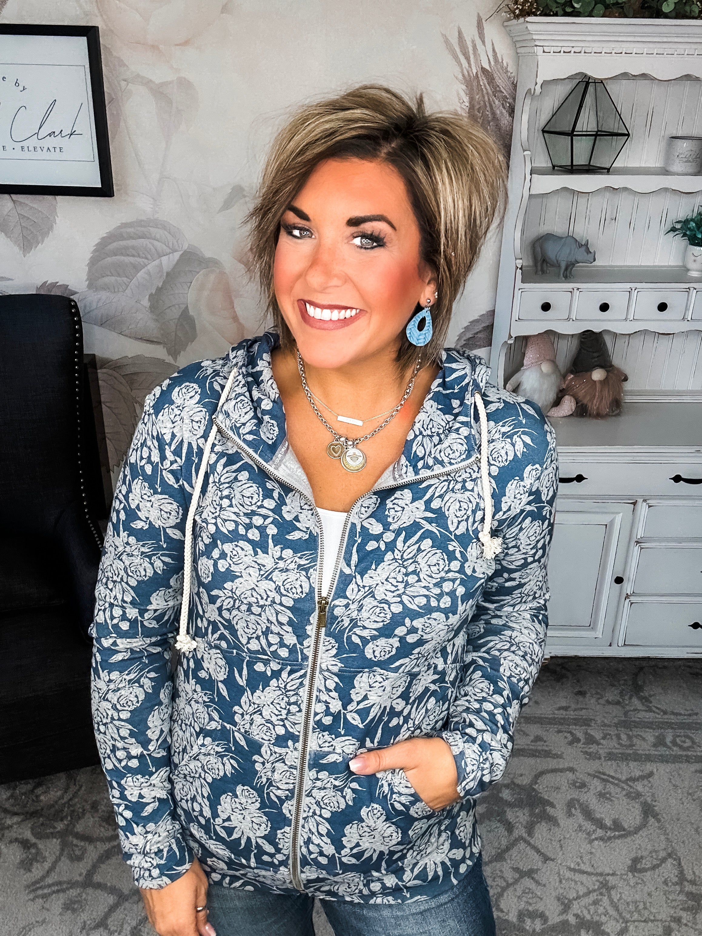 Ampersand Avenue Fullzip Sweatshirt - Twilight Blooms