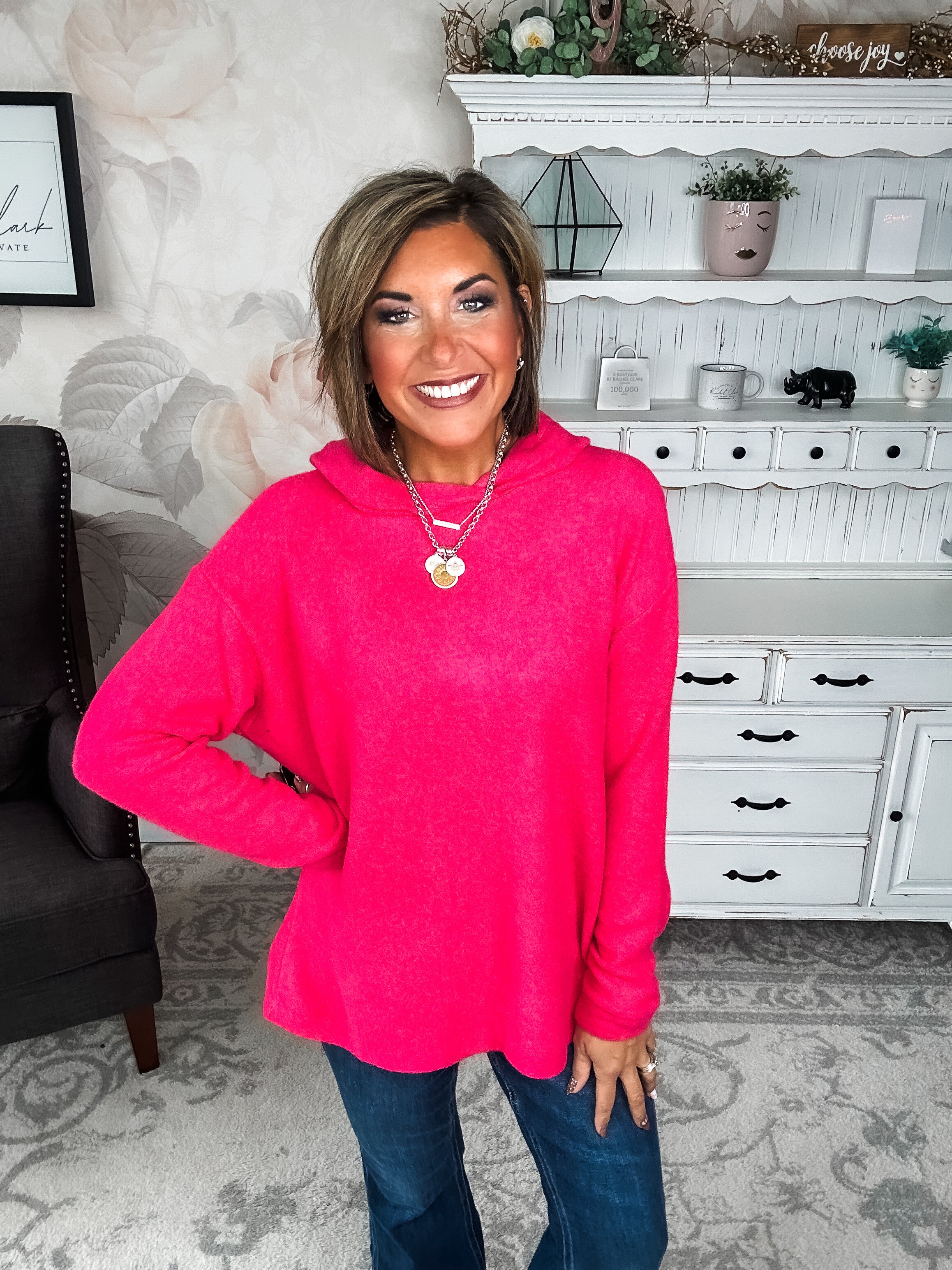 Shop Til Sunrise Sweater- Hot Pink