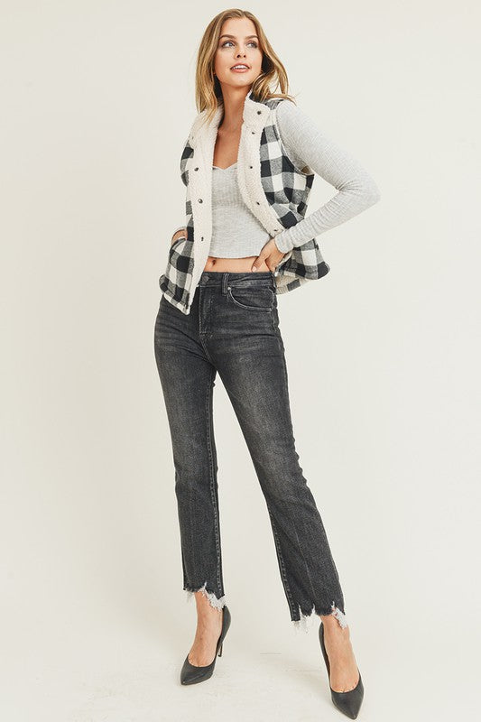 Checks Out Sherpa Vest - White