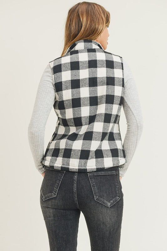 Checks Out Sherpa Vest - White