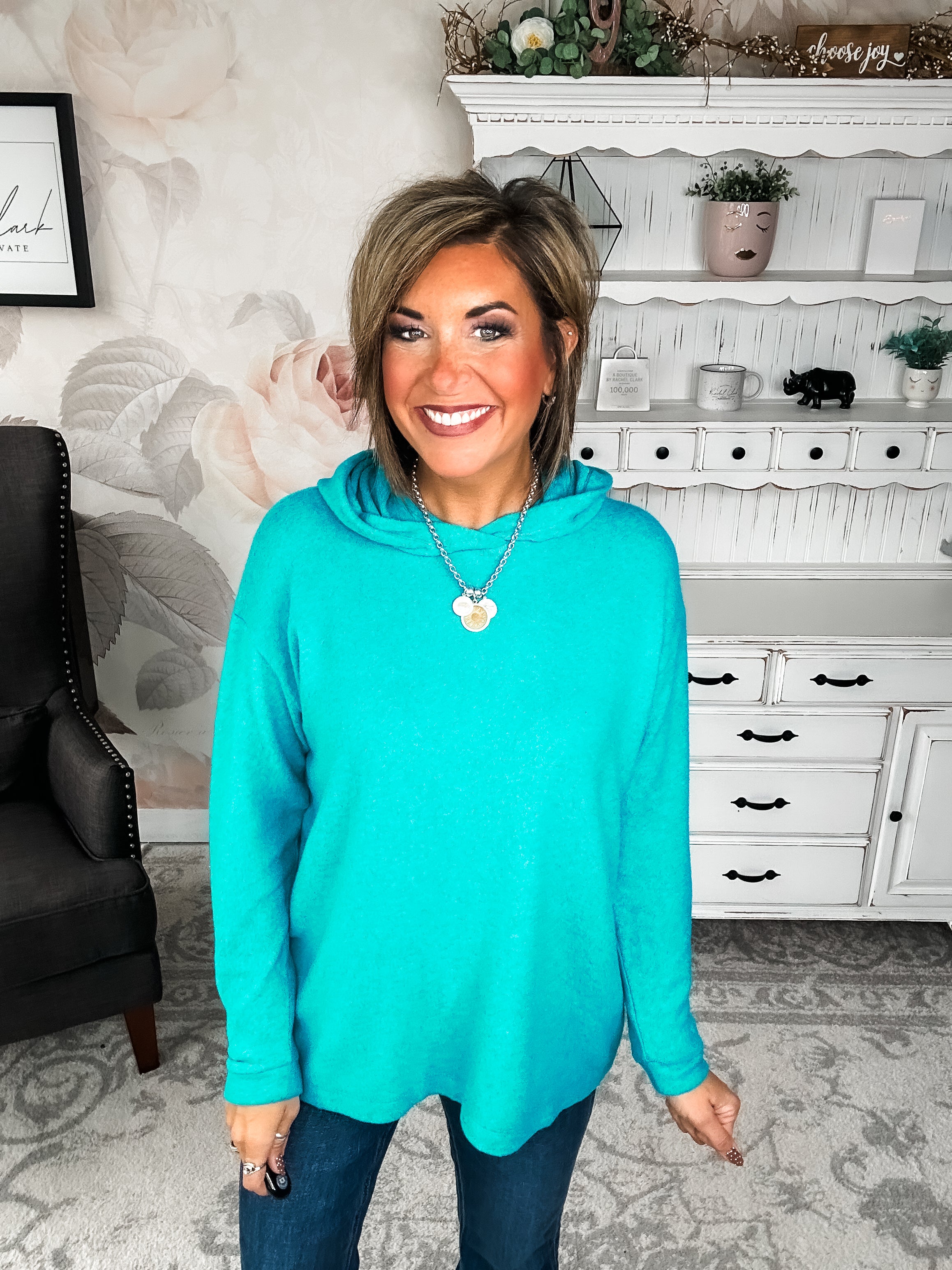 Shop Til Sunrise Sweater- Light Teal