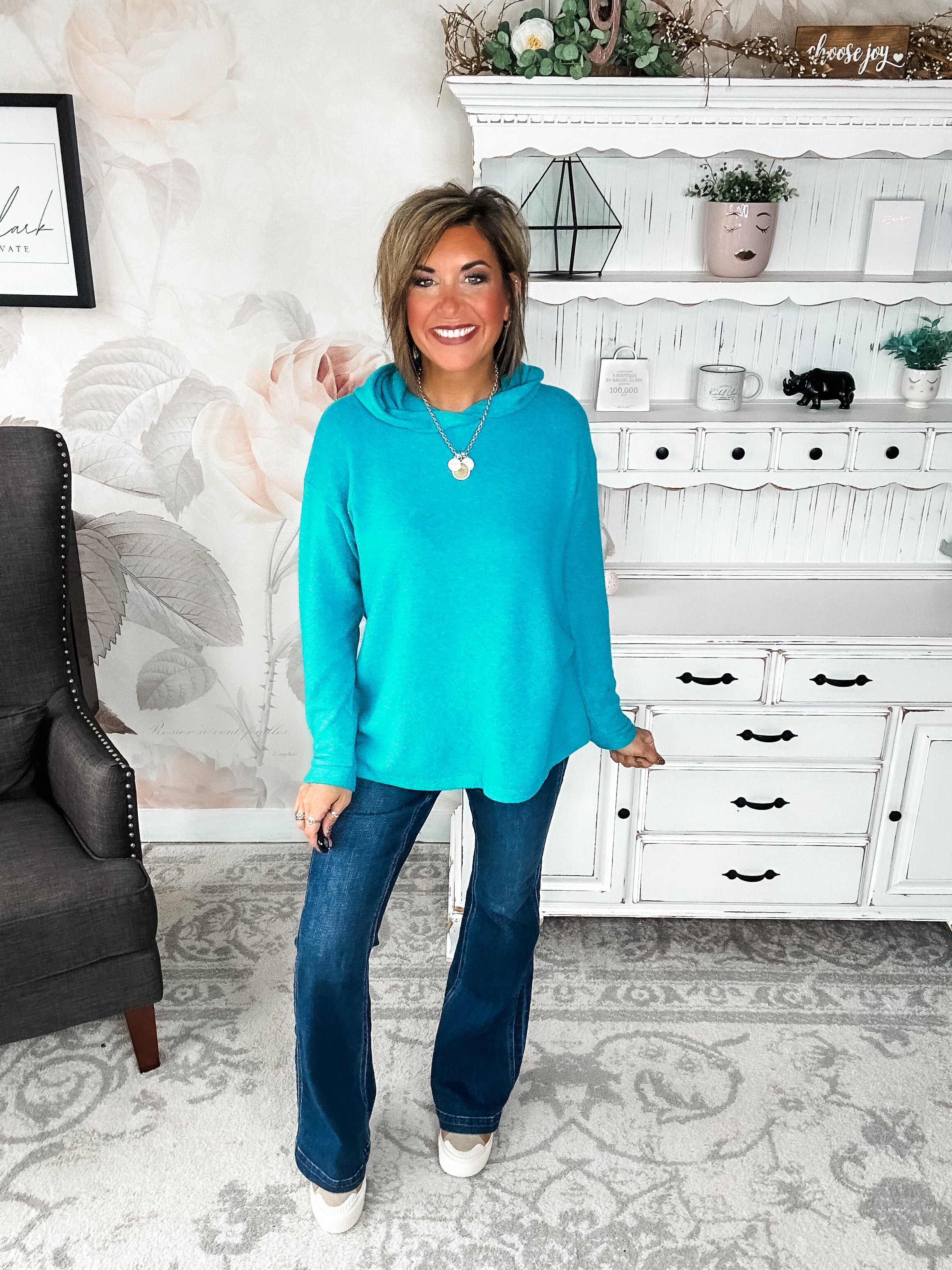 Shop Til Sunrise Sweater- Light Teal