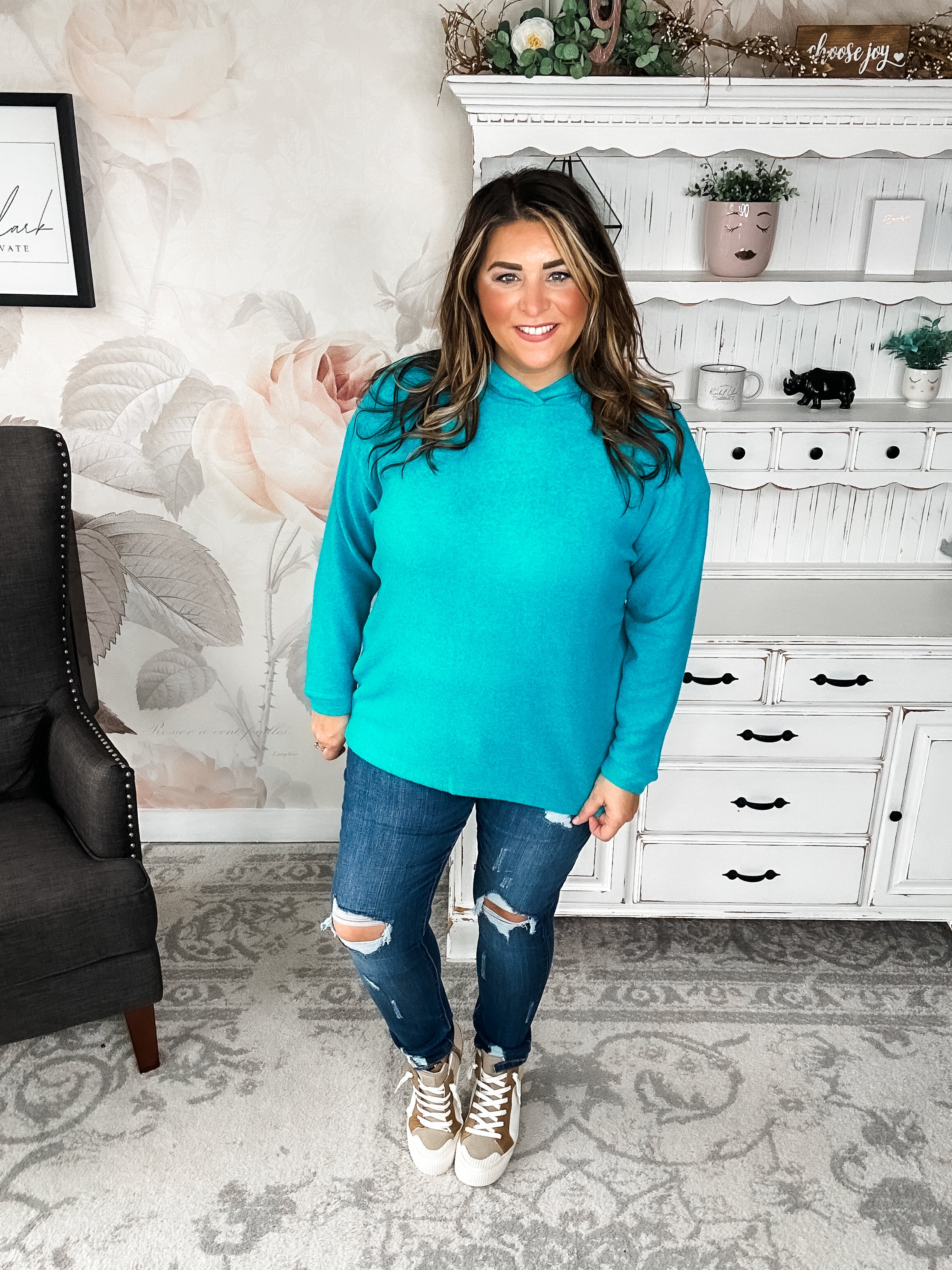 Shop Til Sunrise Sweater- Light Teal