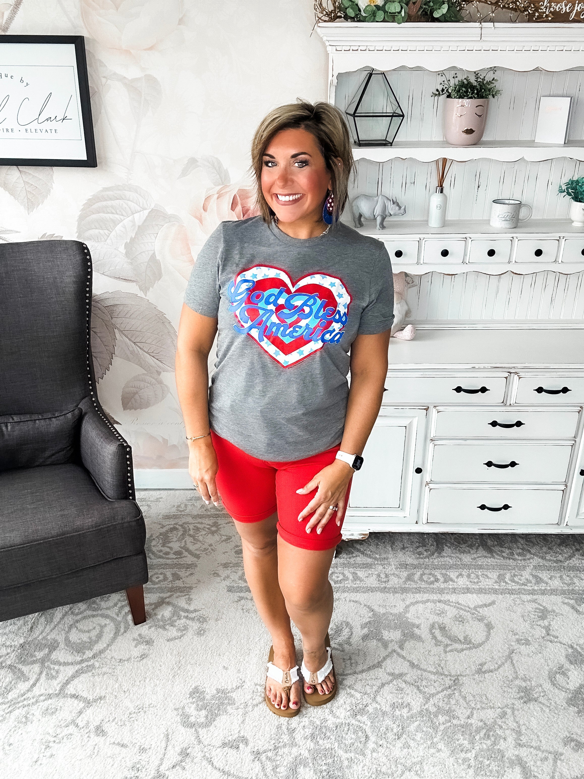 God Bless America Heart Graphic Tee