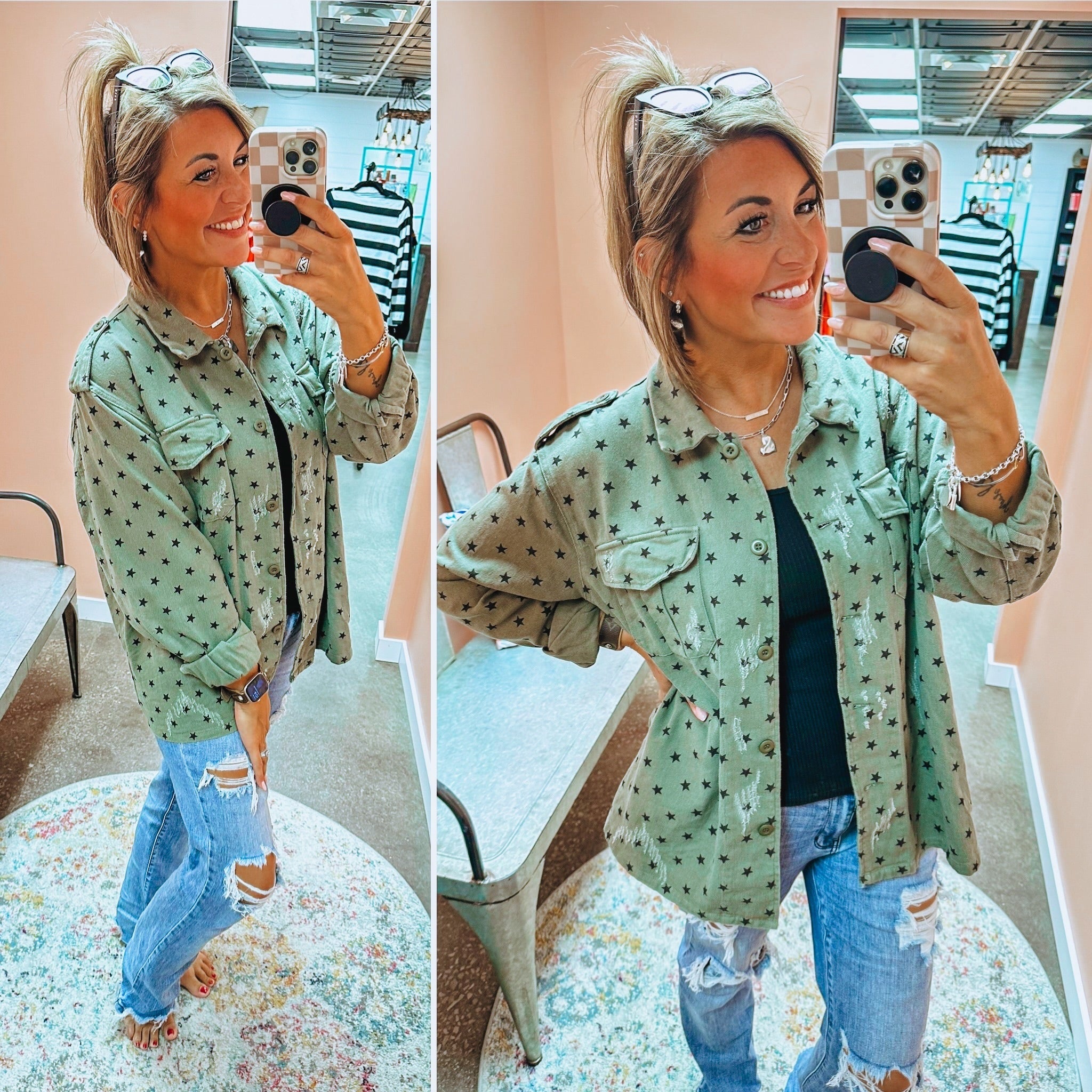 Star of the Show Distressed Shacket