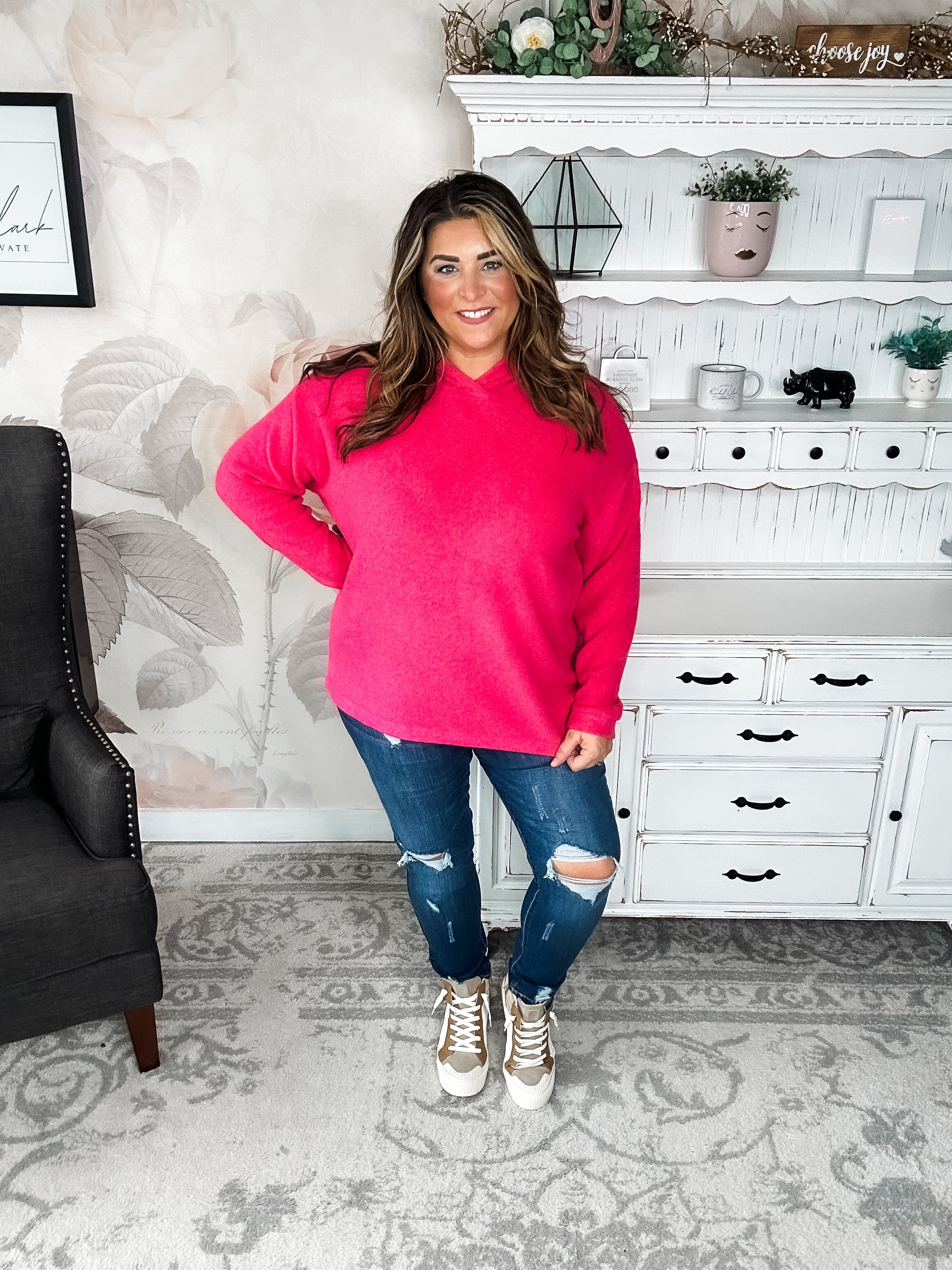Shop Til Sunrise Sweater- Hot Pink