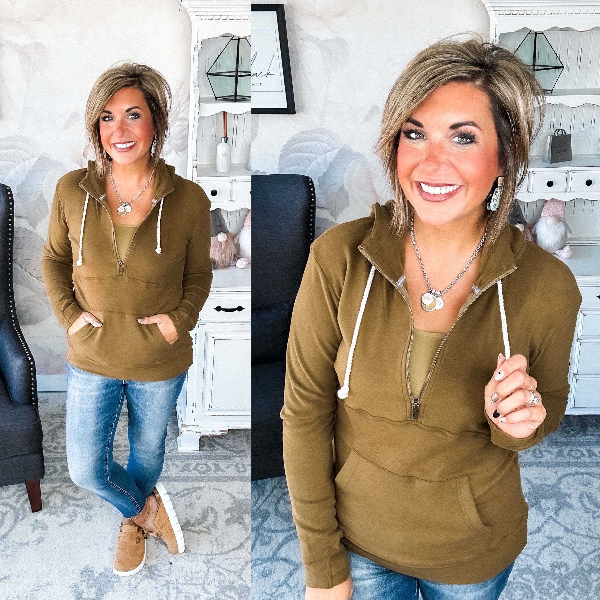 Ampersand Avenue - Halfzip Hoodie Performance Fleece - Lemongrass