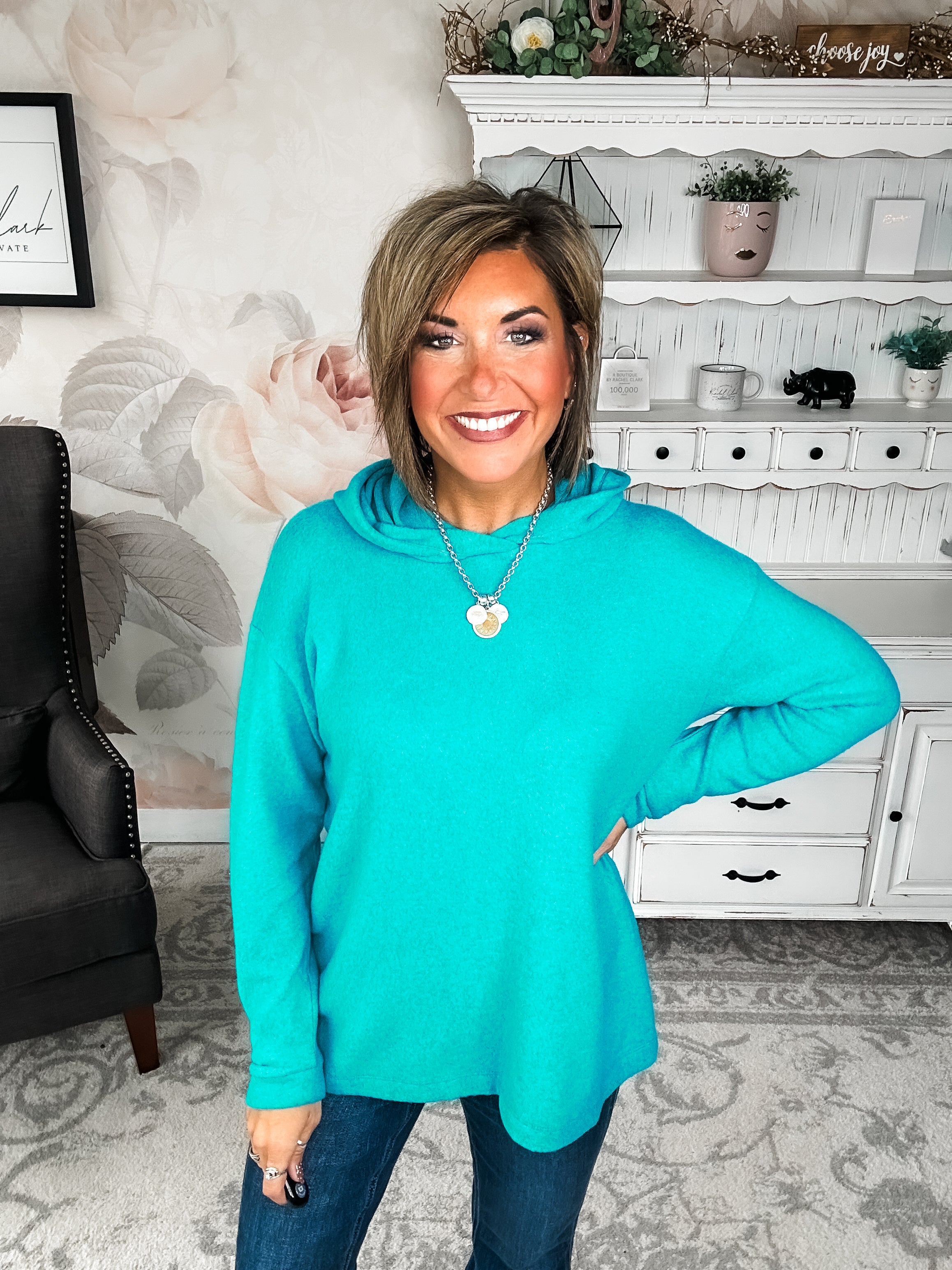 Shop Til Sunrise Sweater- Light Teal