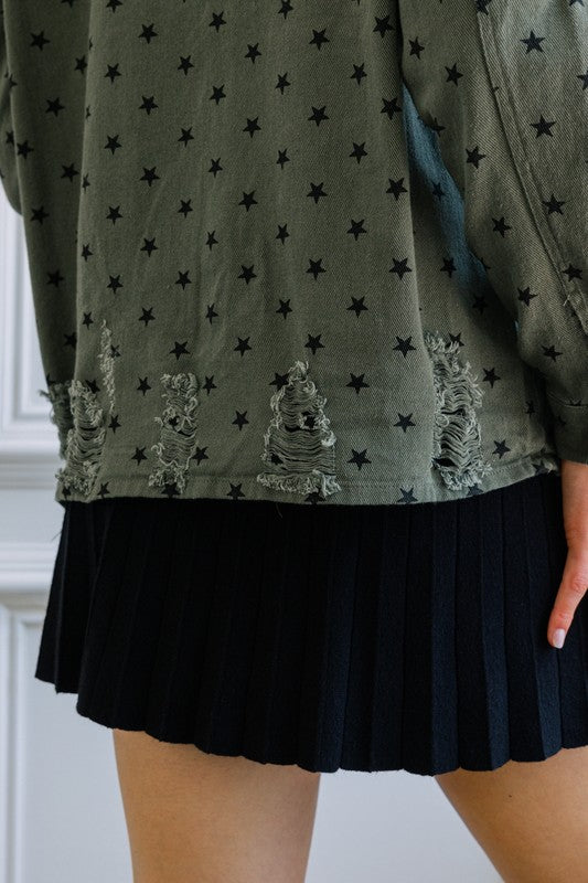 Star of the Show Distressed Shacket