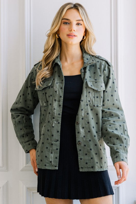Star of the Show Distressed Shacket