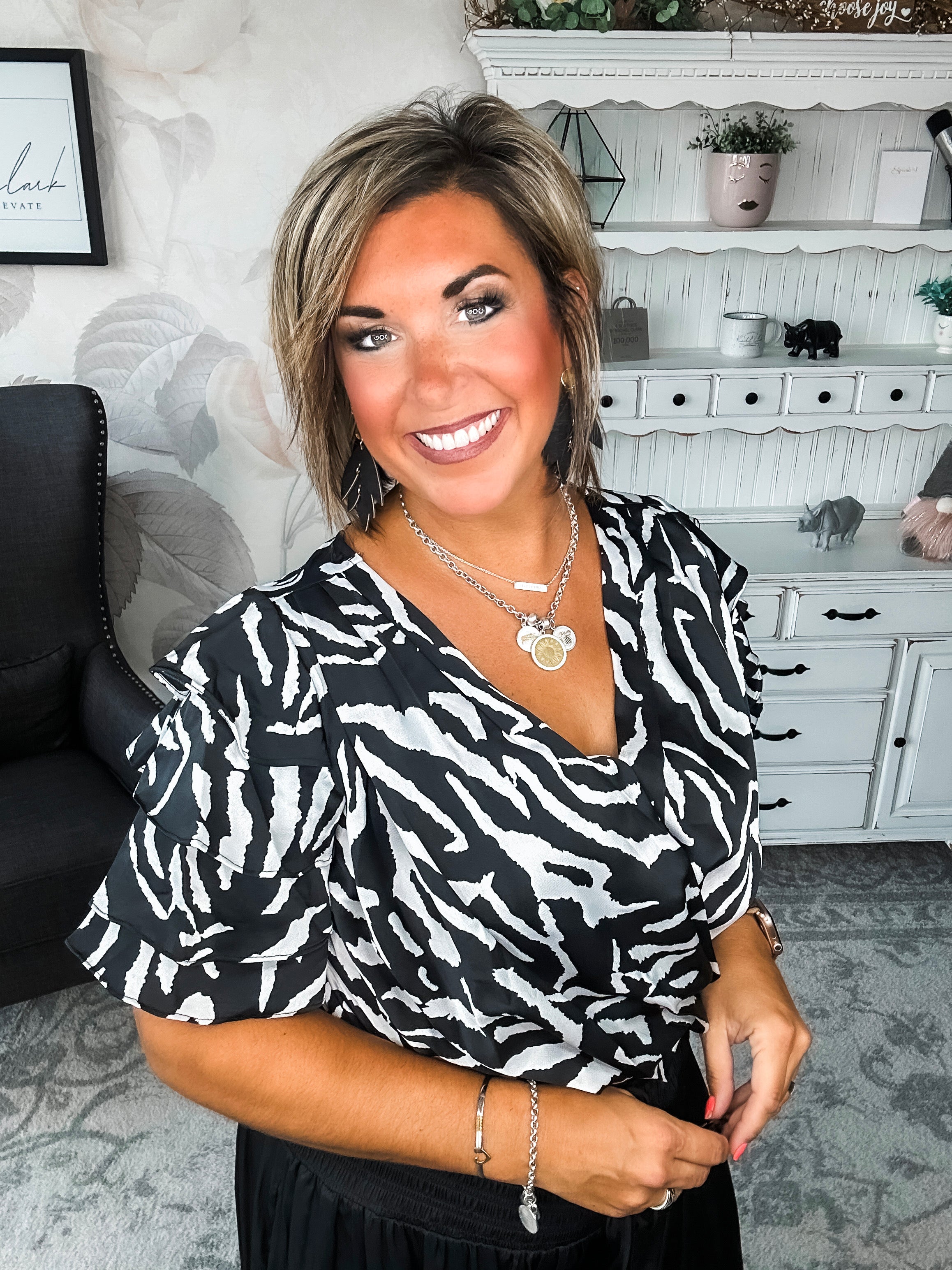 Feeling Sassy Zebra Bodysuit - Black