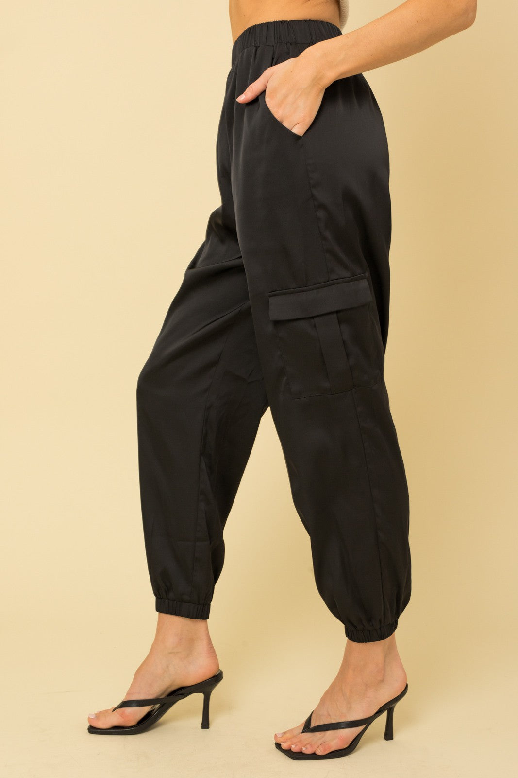 We've Been Waiting Satin Joggers - Black