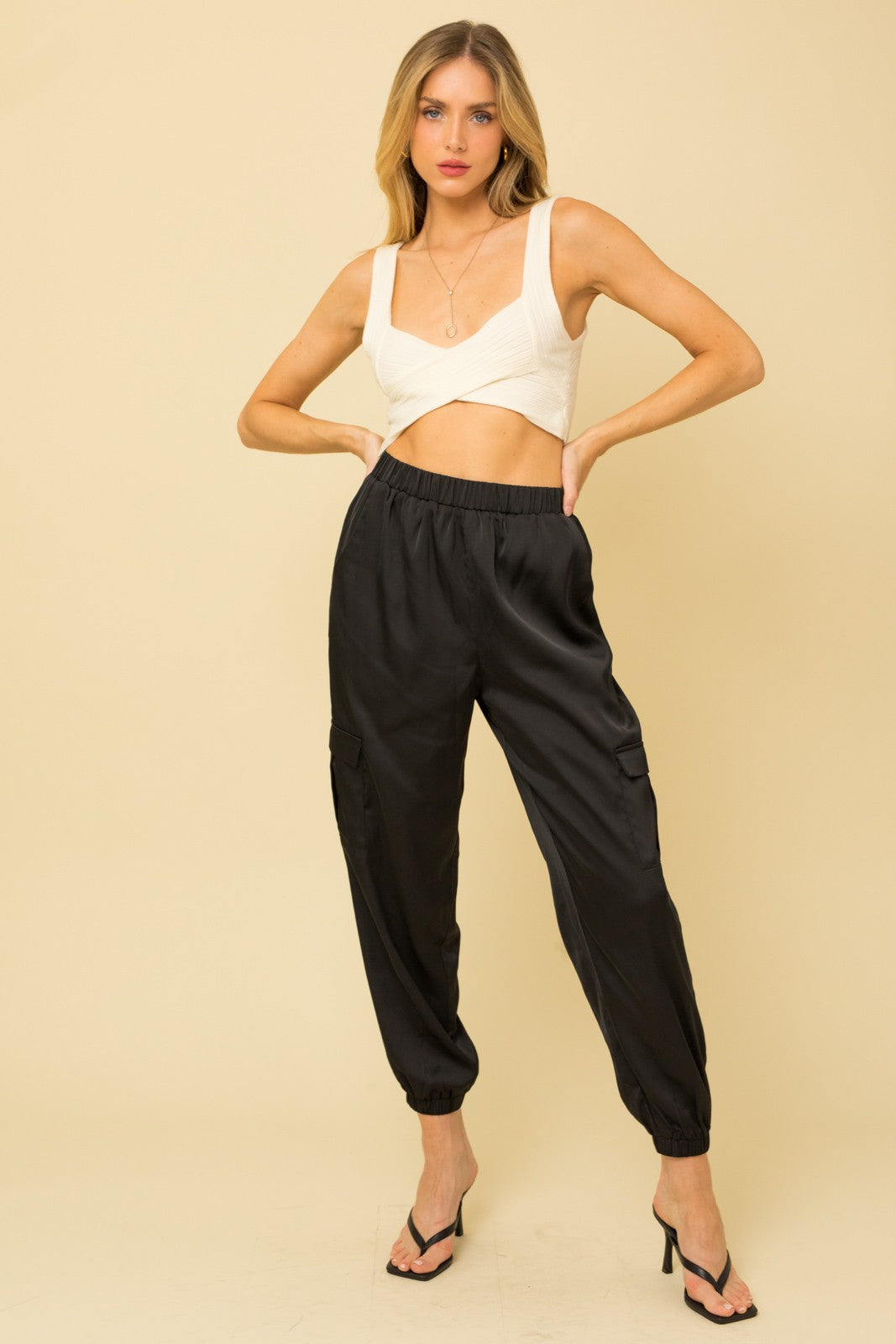We've Been Waiting Satin Joggers - Black