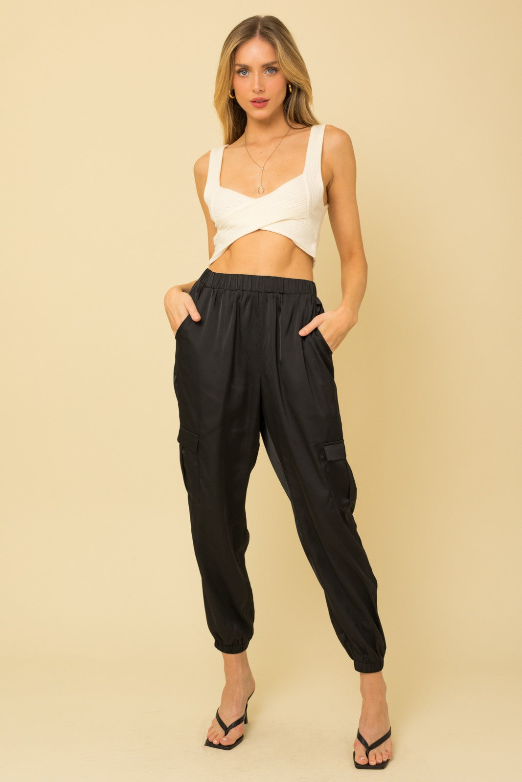 We've Been Waiting Satin Joggers - Black