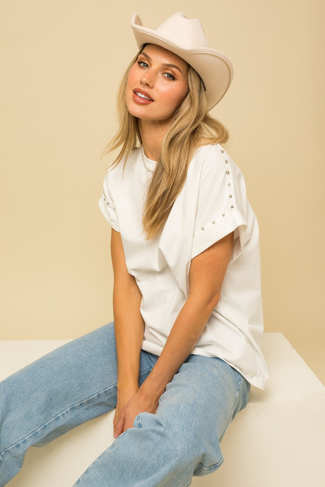 All Dolled Up Studded Tee - White