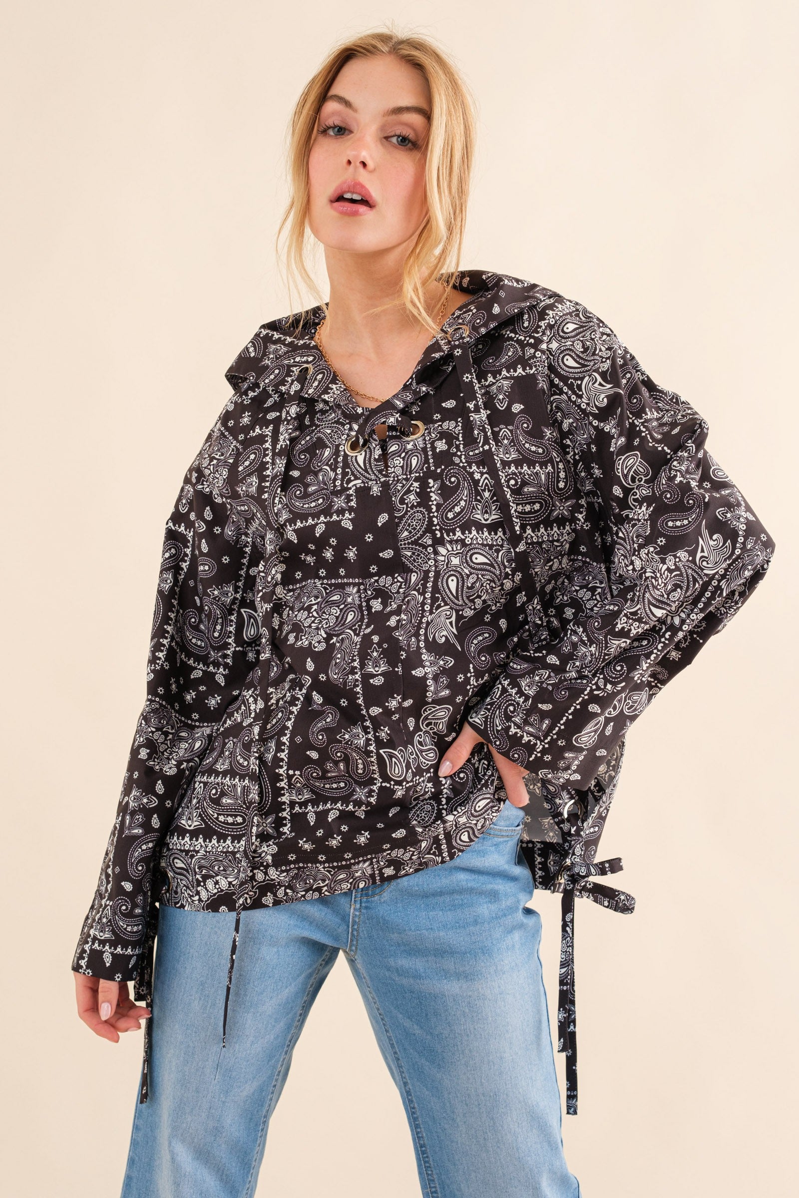 Say We Can Bandana Print Windbreaker