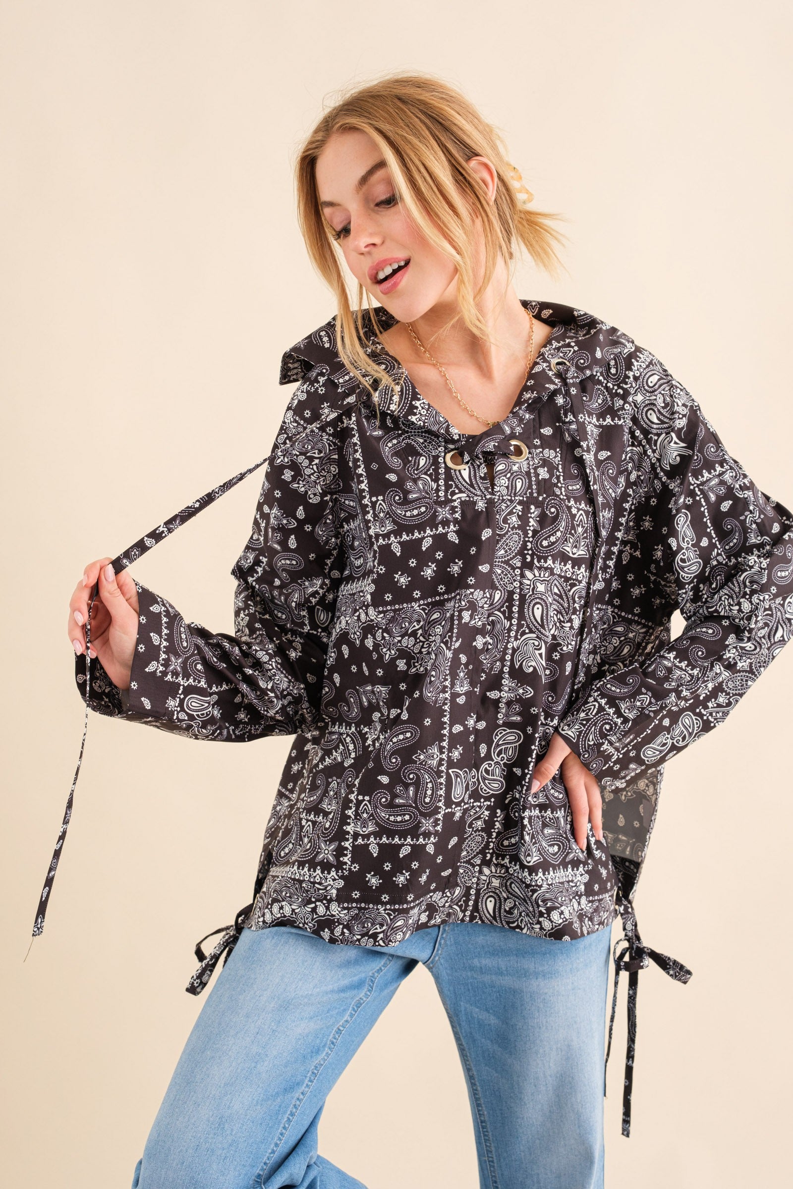 Say We Can Bandana Print Windbreaker