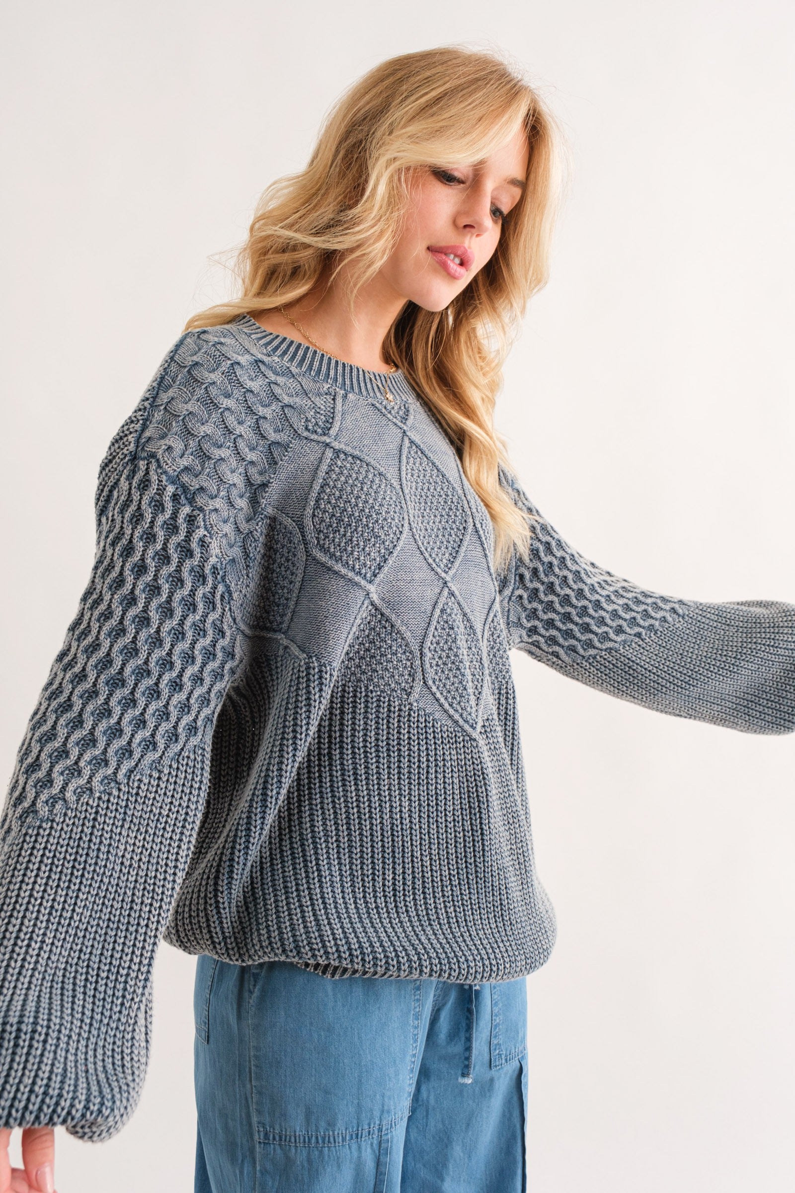 Classic Feelings Textured Sweater - Dark Teal