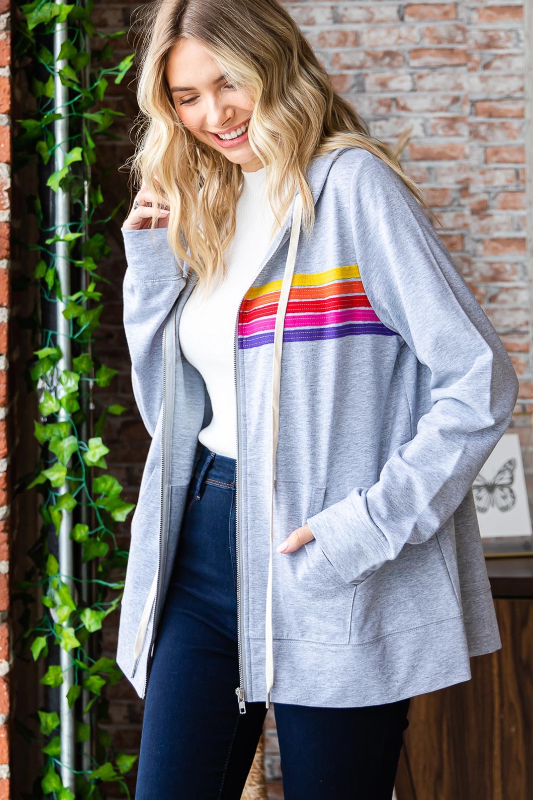 Peace Is The Way Fullzip Hoodie - Grey