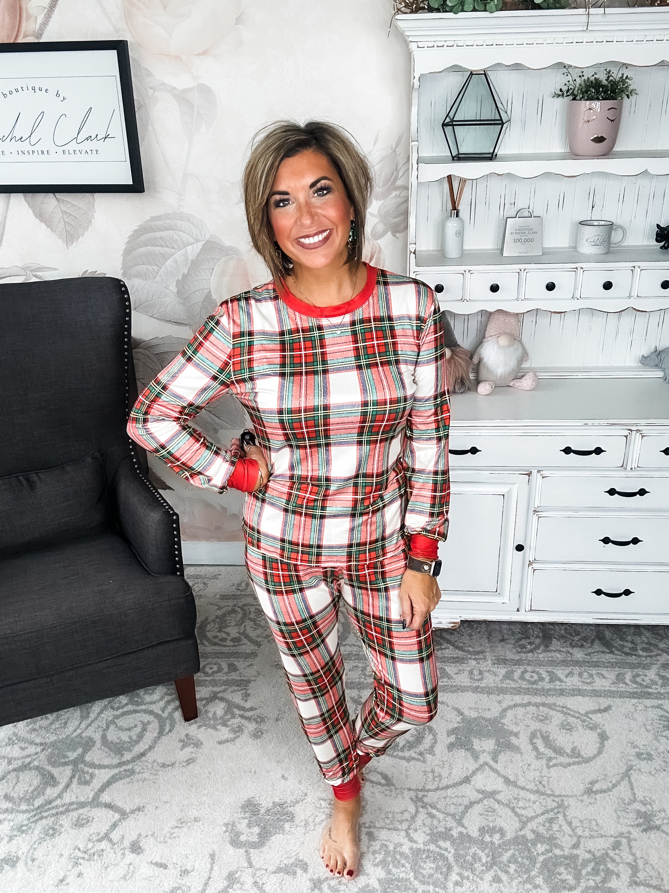 Mrs. Claus Plaid Christmas Pajamas