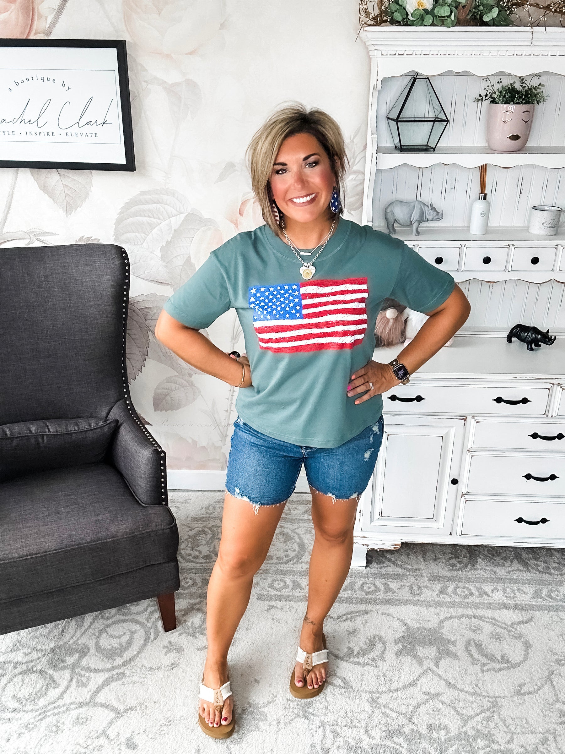 Sketch the Flag Graphic Boyfriend Tee