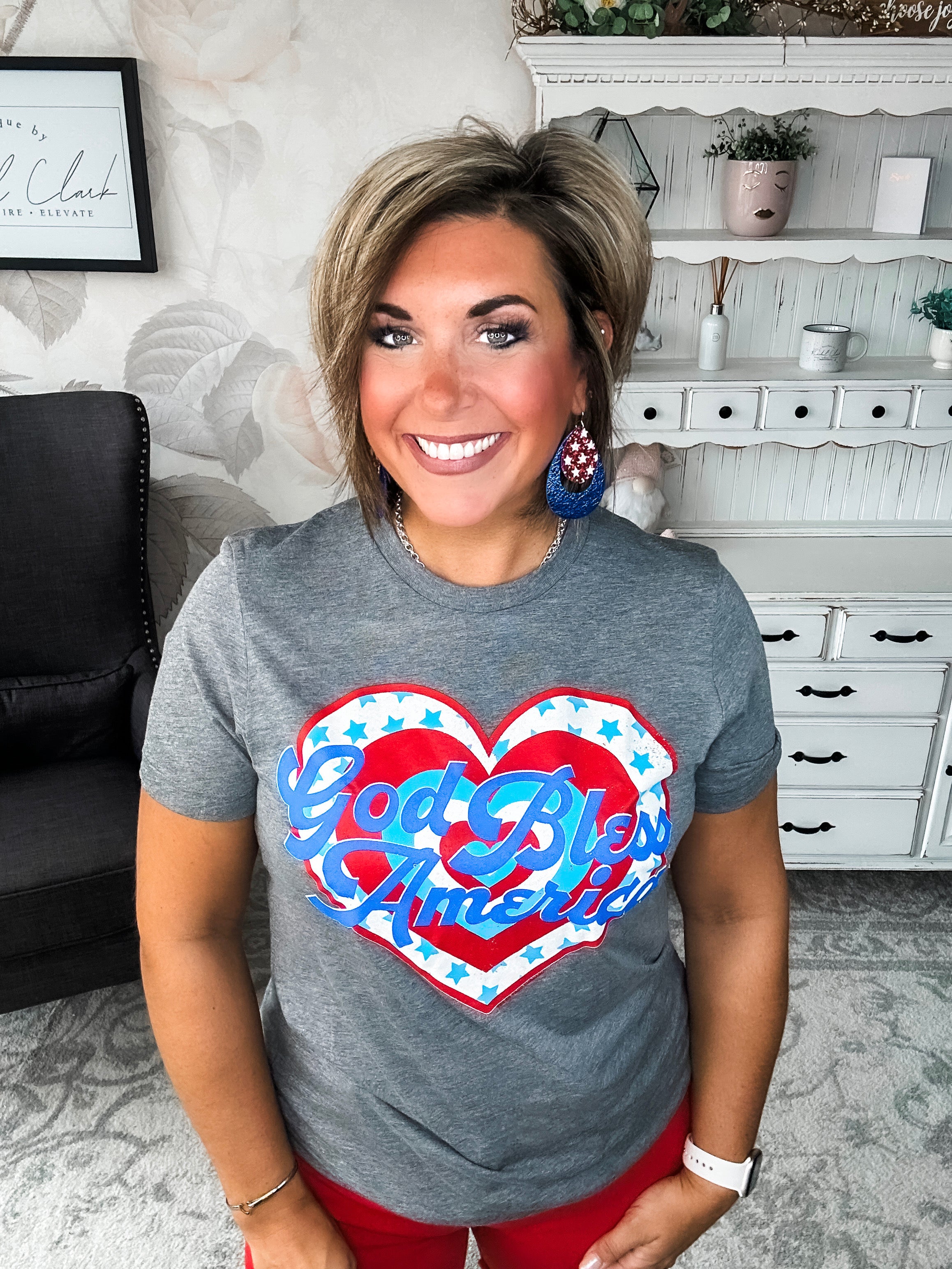 God Bless America Heart Graphic Tee