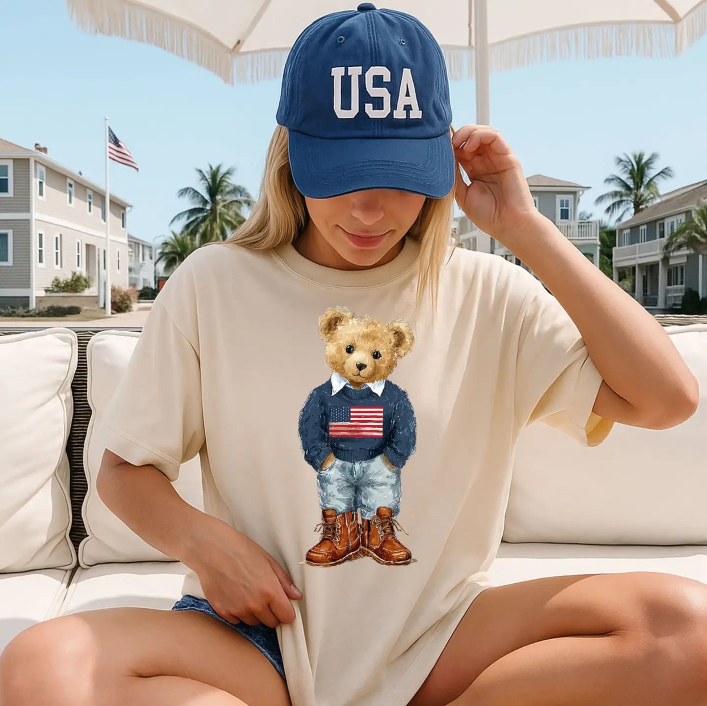 Patriotic Teddy Bear Graphic Tee