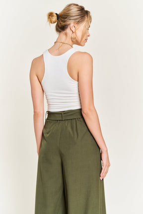 On the Bright Side Belted Pants - Olive