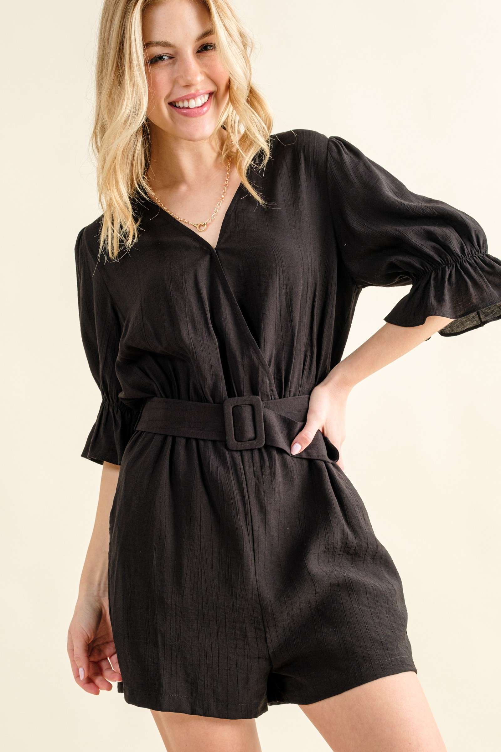 Feeling at Ease Belted Romper