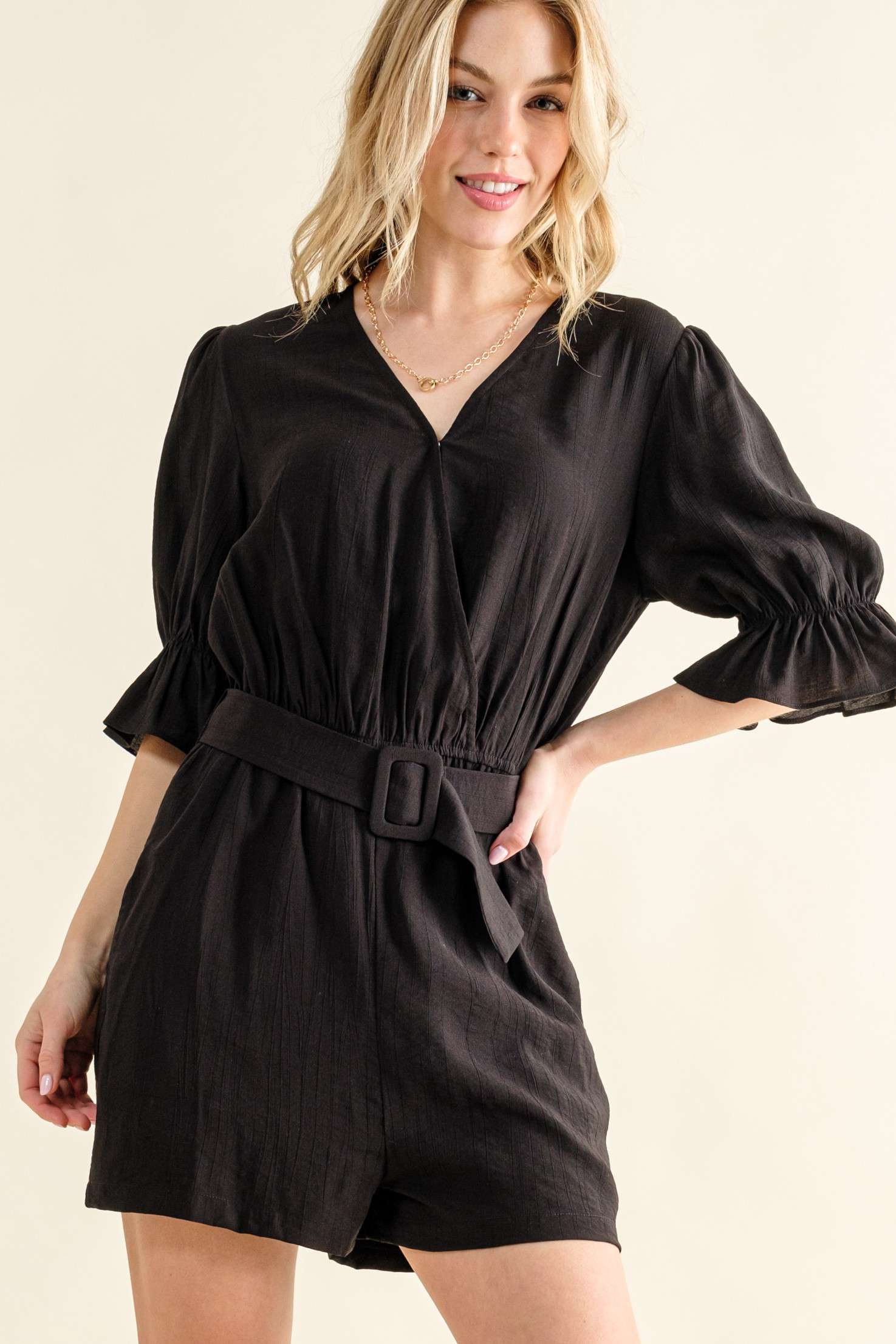 Feeling at Ease Belted Romper