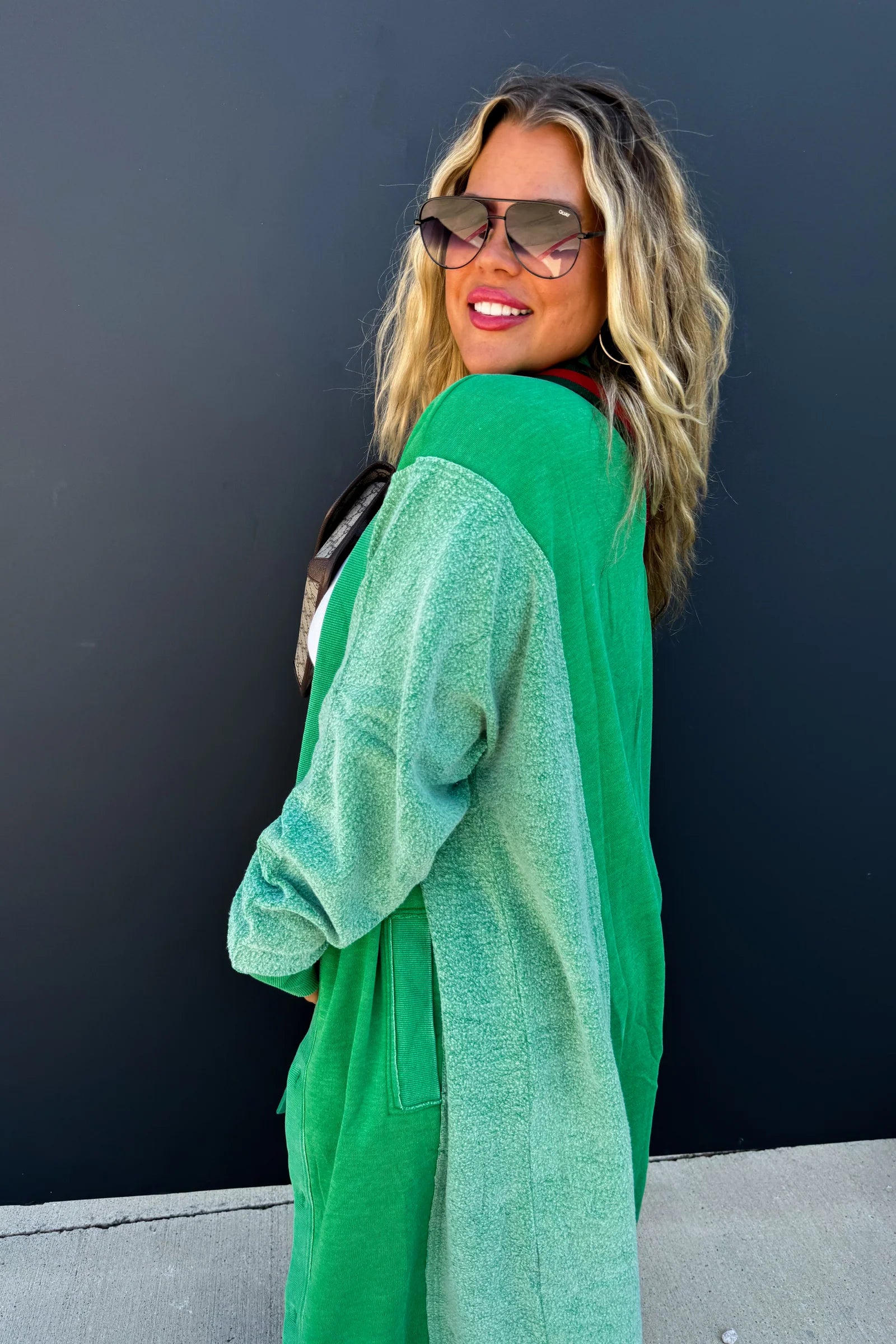 New Desire Sweatshirt Cardigan - Green