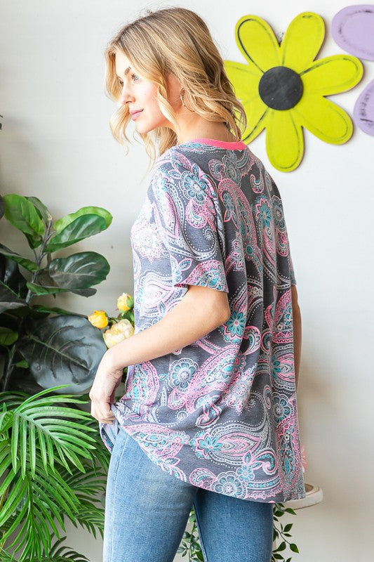 Social Graces Top - Grey Multi