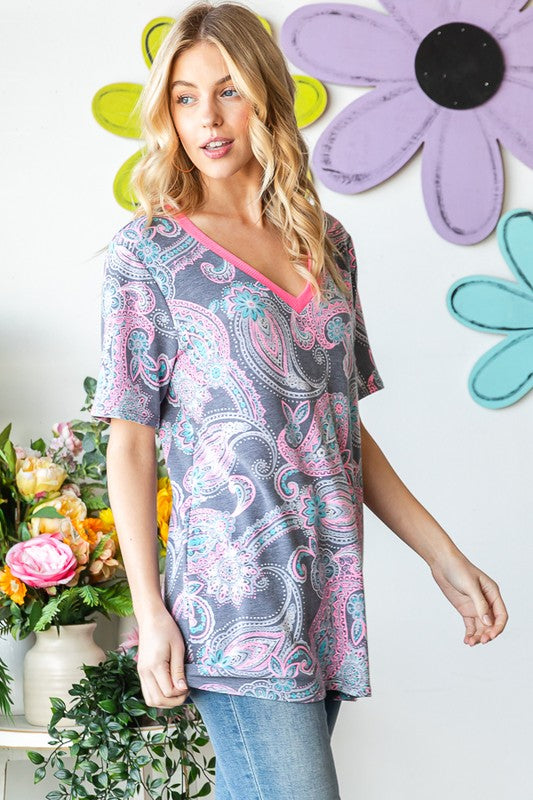 Social Graces Top - Grey Multi