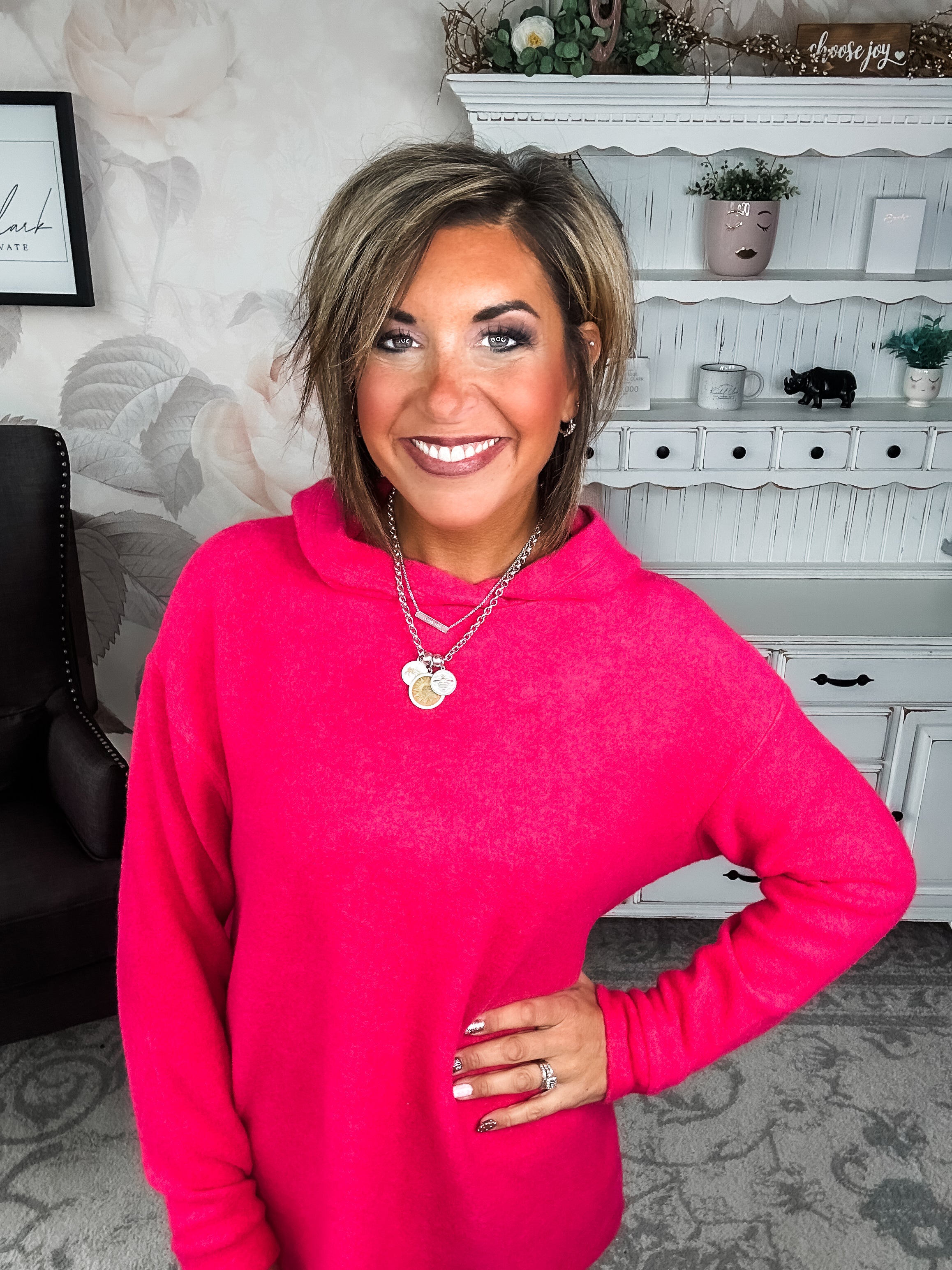 Shop Til Sunrise Sweater- Hot Pink