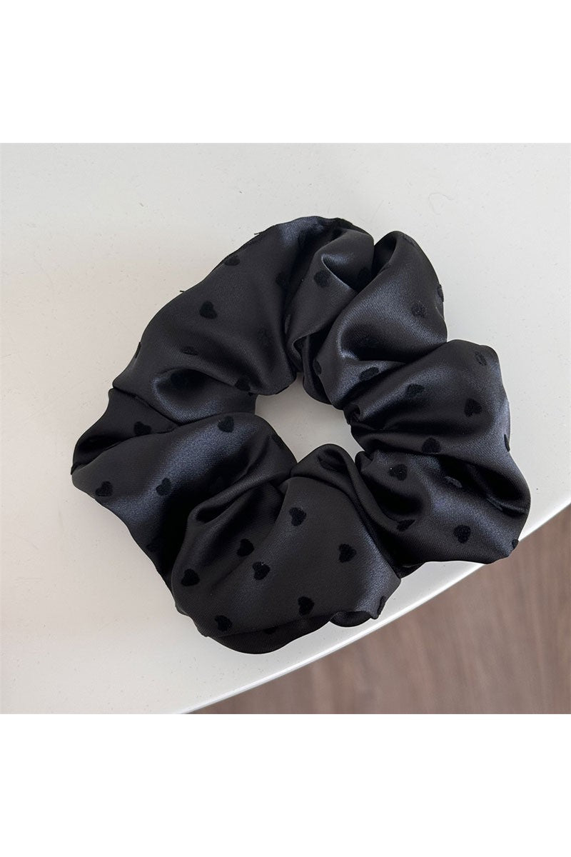 Heart Print Satin Scrunchie