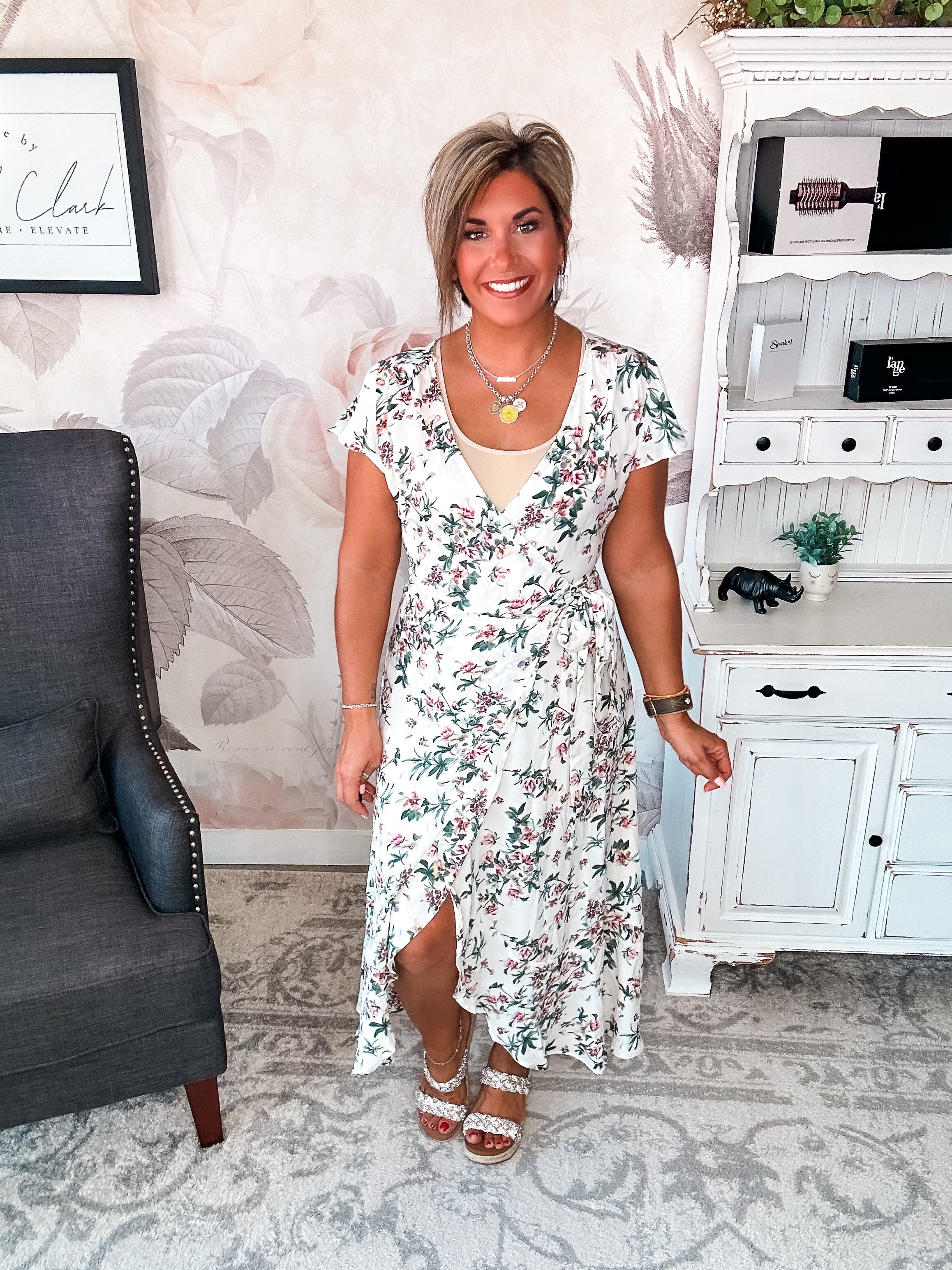 Stay With Me Forever Floral Dress - Cream