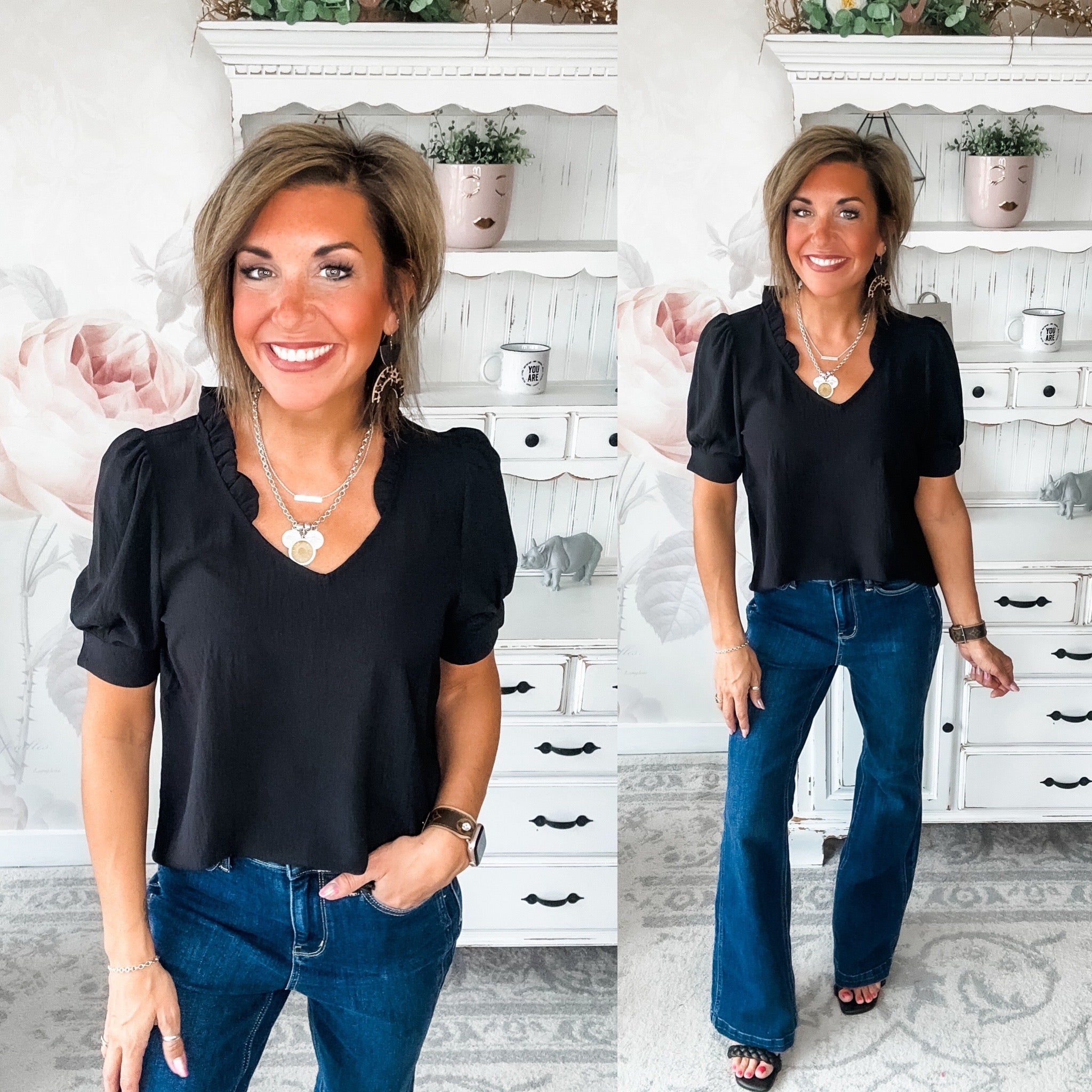 While You're Near Me Blouse - Black
