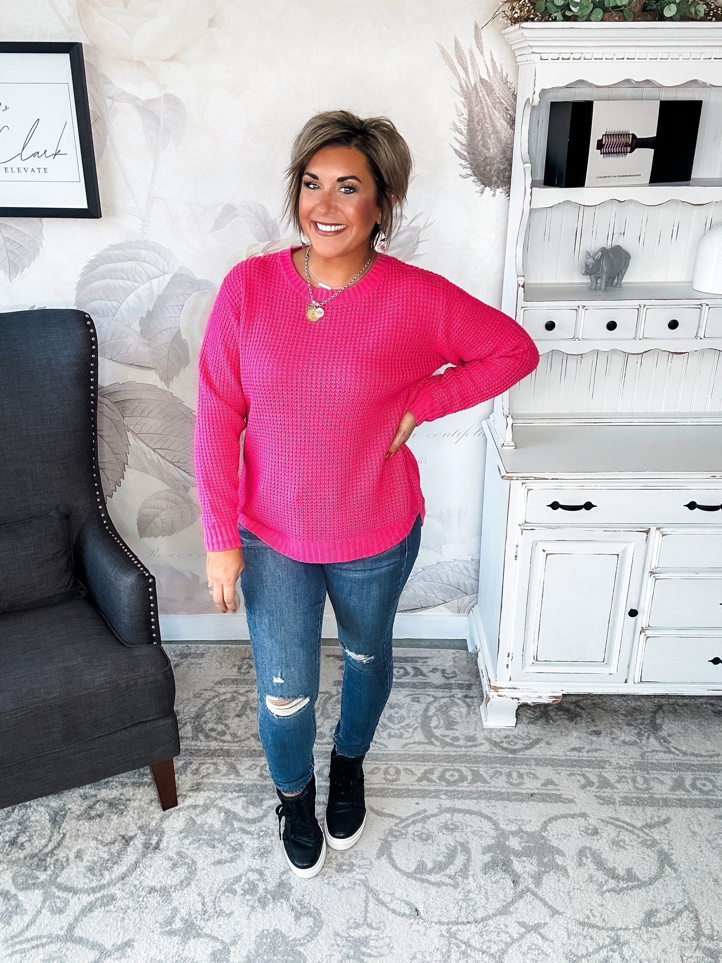 Looking For This Sweater - Fuchsia