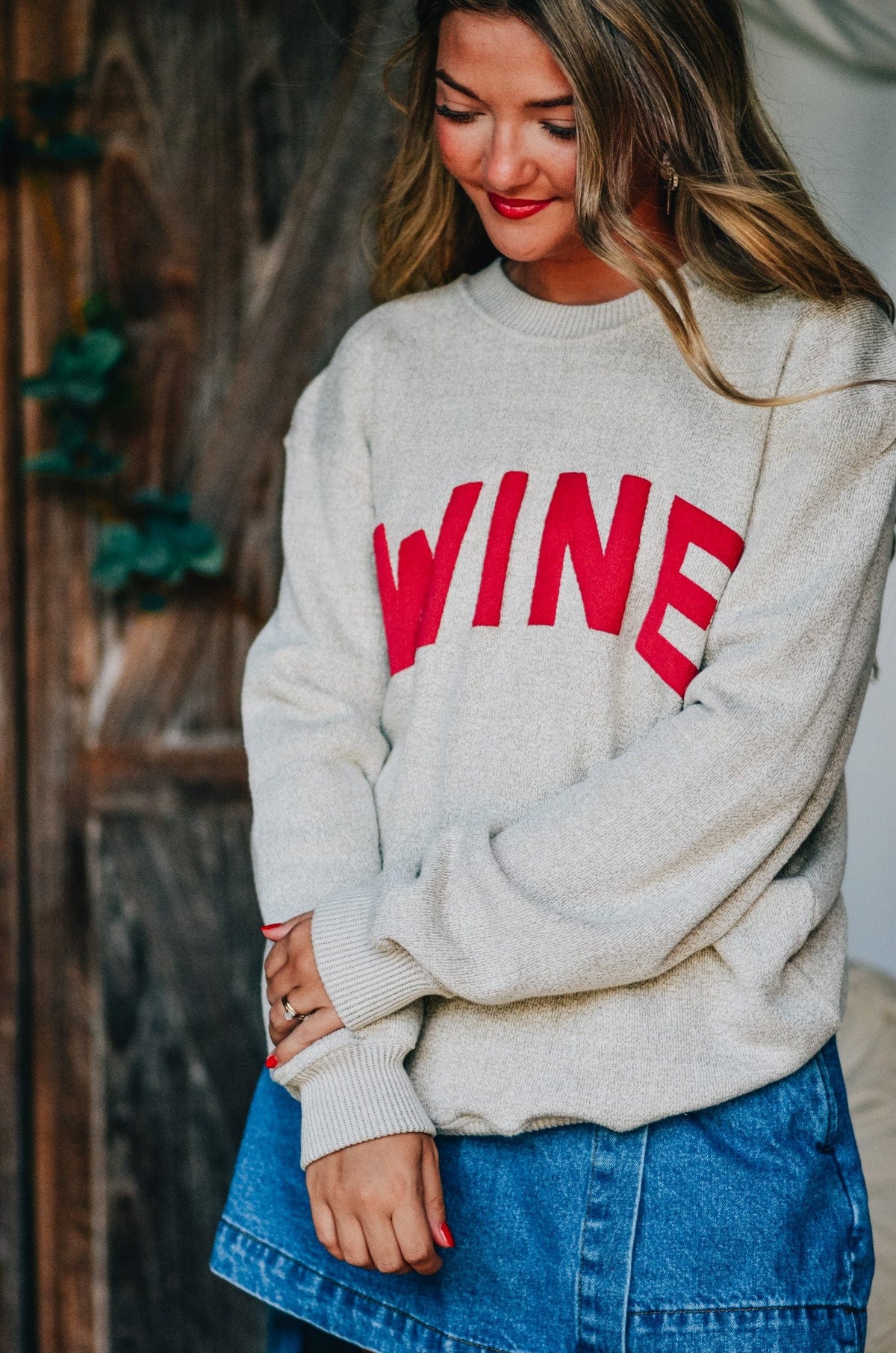 Wine Knit Sweatshirt *ONLINE EXCLUSIVE*