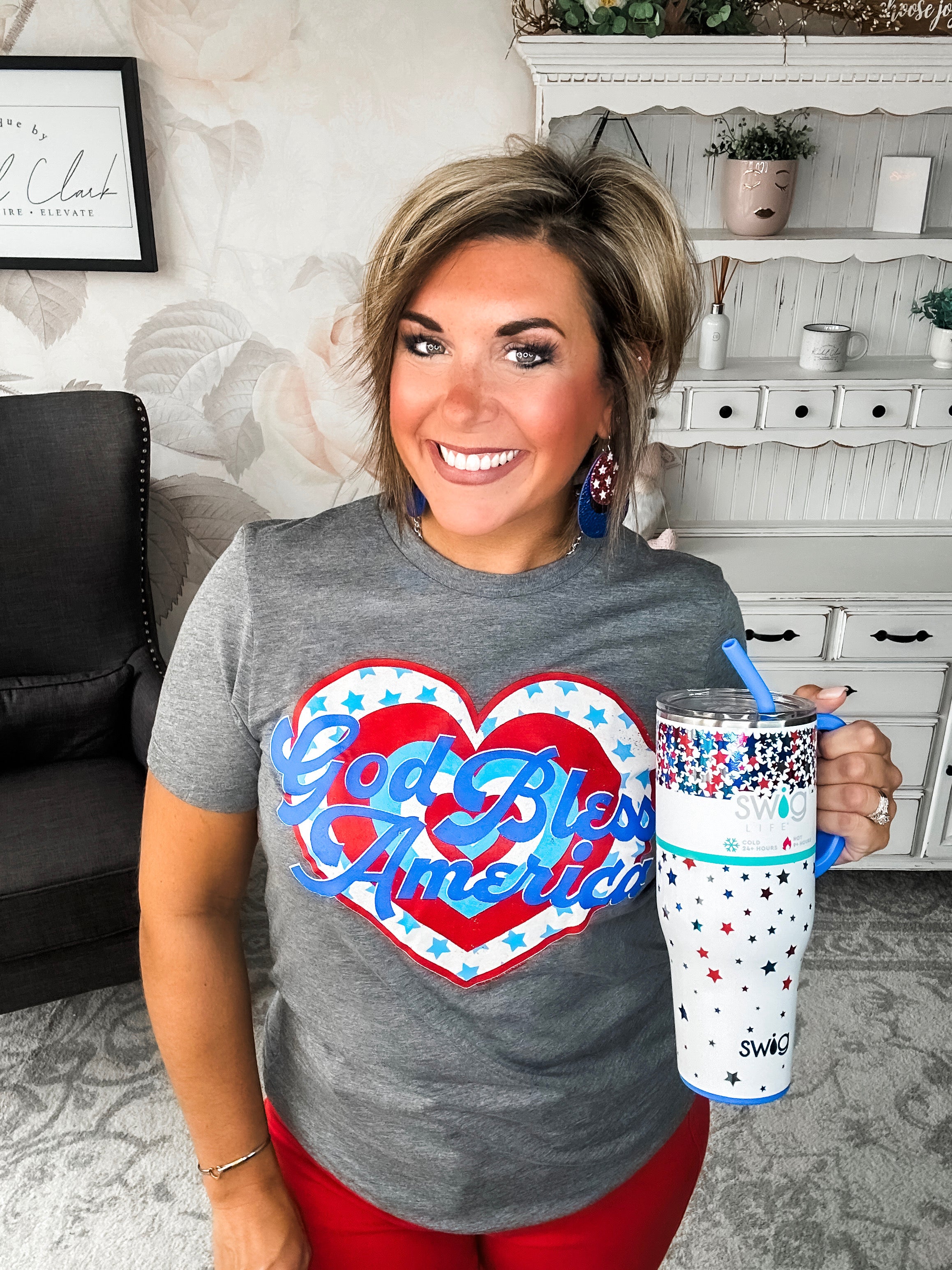 God Bless America Heart Graphic Tee