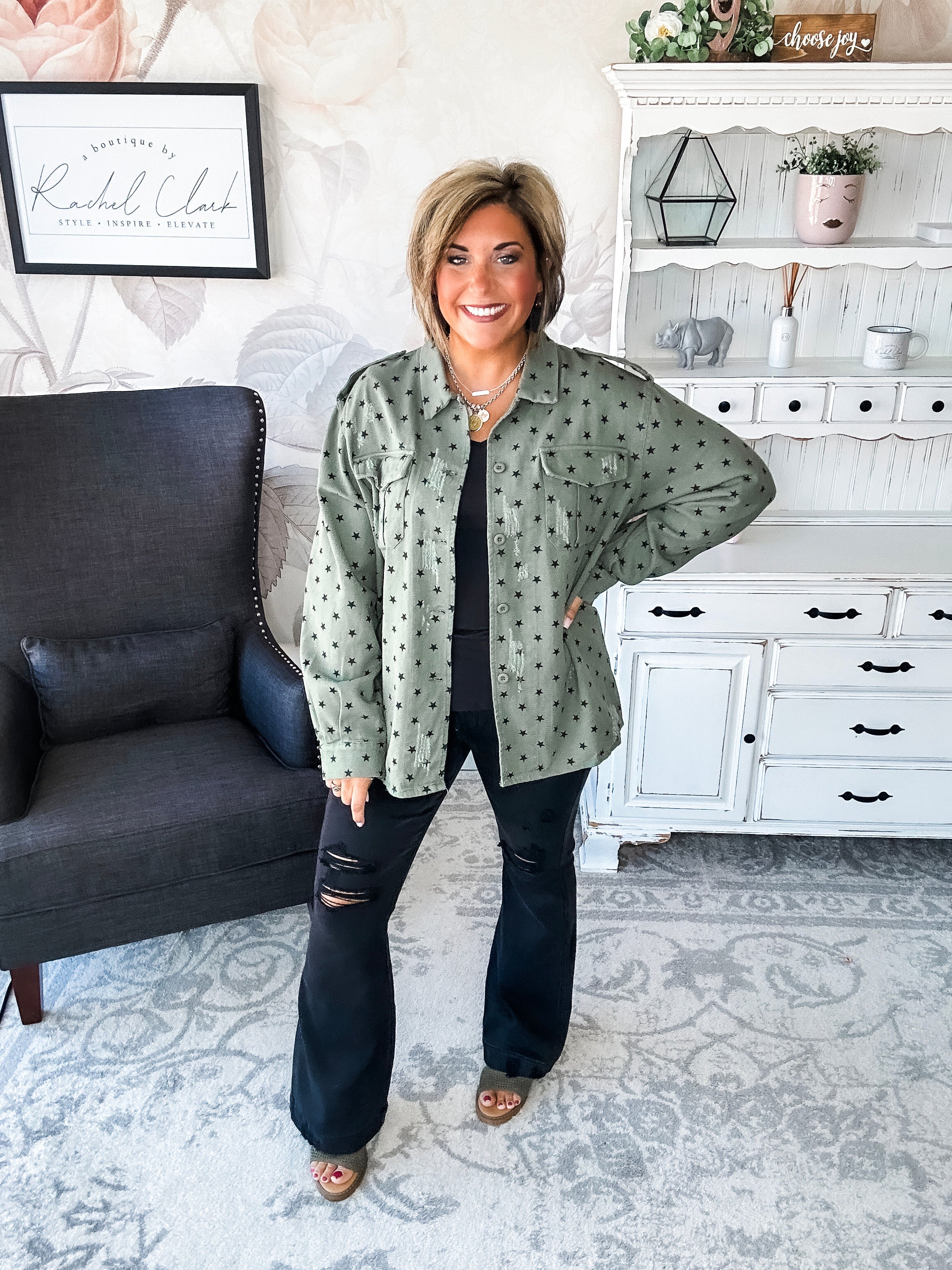 Star of the Show Distressed Shacket