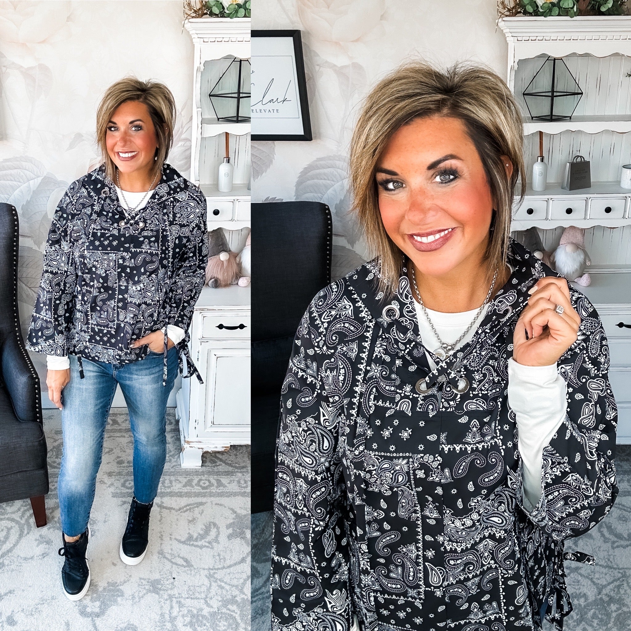 Say We Can Bandana Print Windbreaker