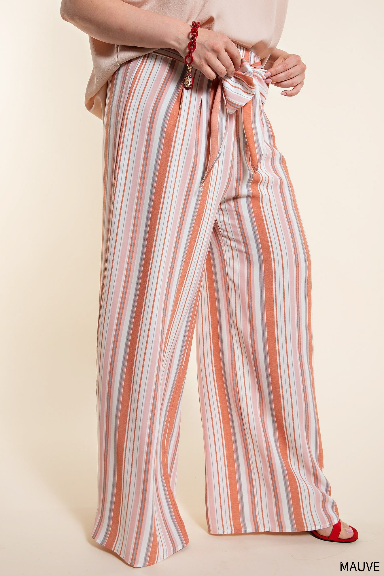 One to Remember Tie Front Pants - Mauve